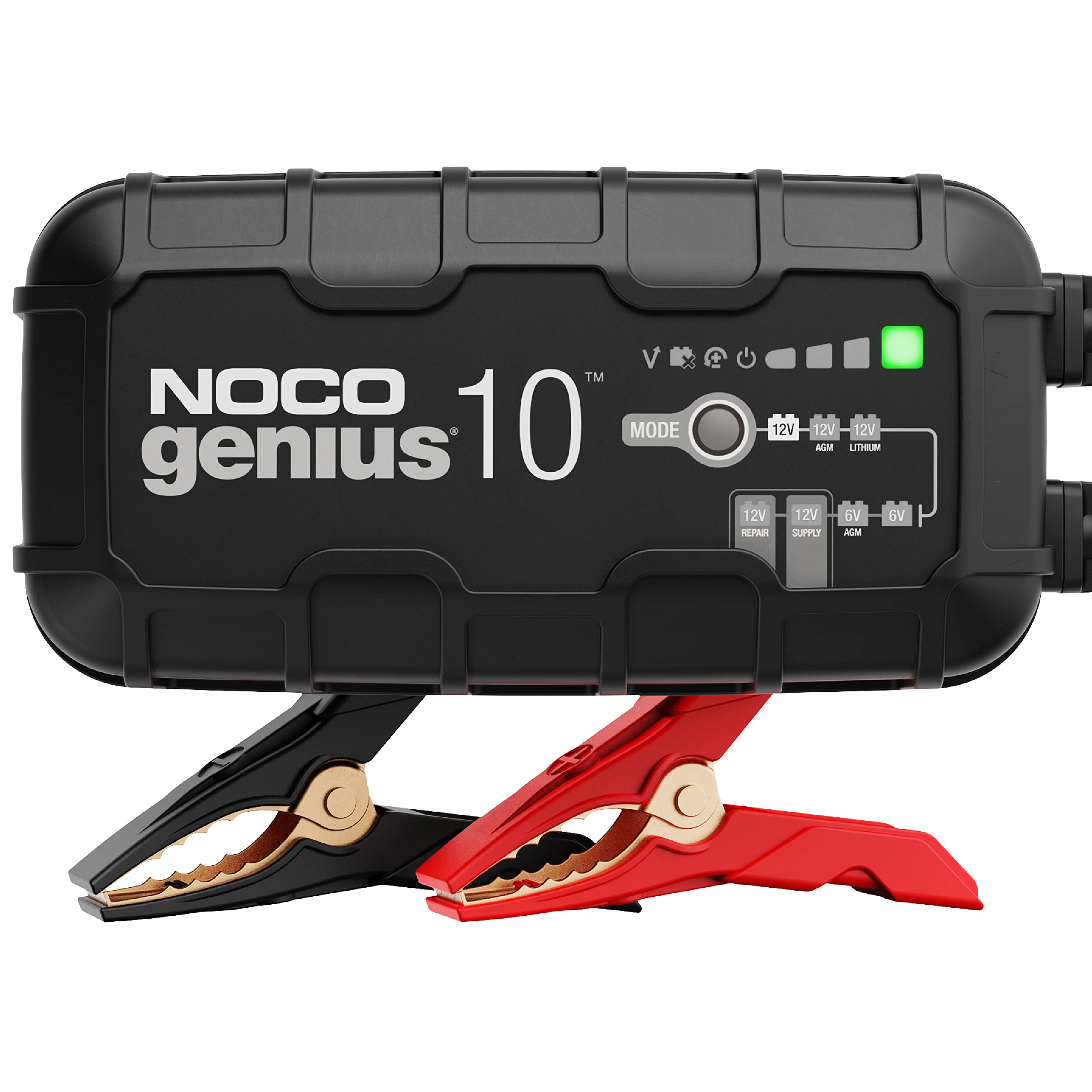 NOCO GENIUS10: 10A 6V/12V Smart Battery Charger - Automatic Maintainer, Trickle Charger & Desulfator with Overcharge Protection & Temperature Compensation - For Lead-Acid & Lithium Batteries