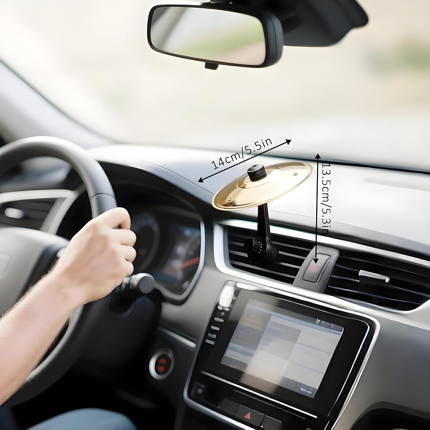 Car Cymbal, Car Cymbal Air Vent, Mini Drum Crash Cymbal For Car Vent, Suitable For All Types Of Vehicles (Gold)