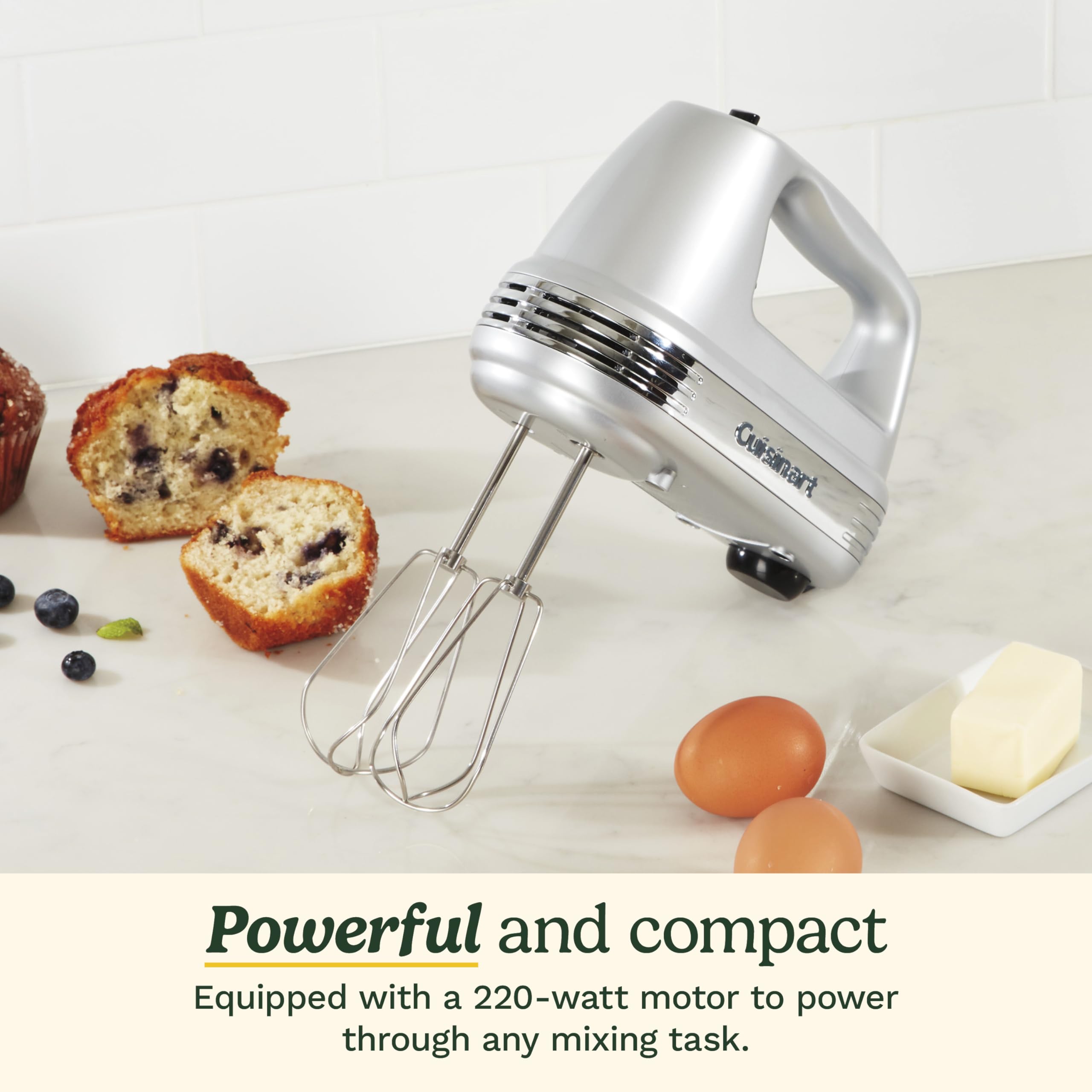 Cuisinart HM-90BCS Power Advantage Plus 9-Speed Handheld Mixer with Storage Case, Brushed Chrome