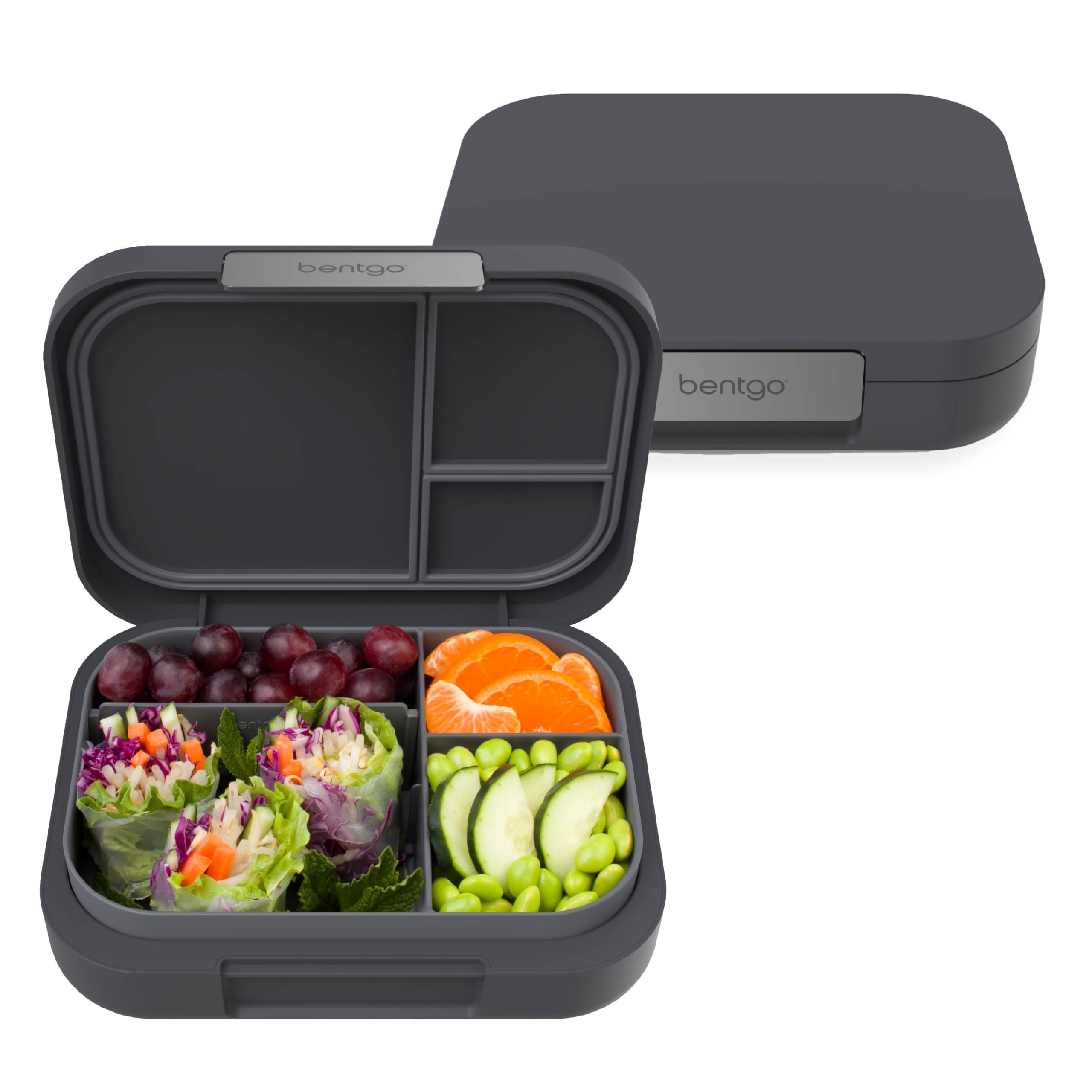 Bentgo Modern – Bento-Lunchbox für Erwachsene & Jugendliche; 3-4 Fächer, auslaufsicher, 1,3 l Fassungsvermögen/1300 ml, verbesserte Verschlussclips, wiederverwendbar, BPA-frei, spülmaschinen-/mikrowellengeeignetes Tablett (Dunkelgrau)
