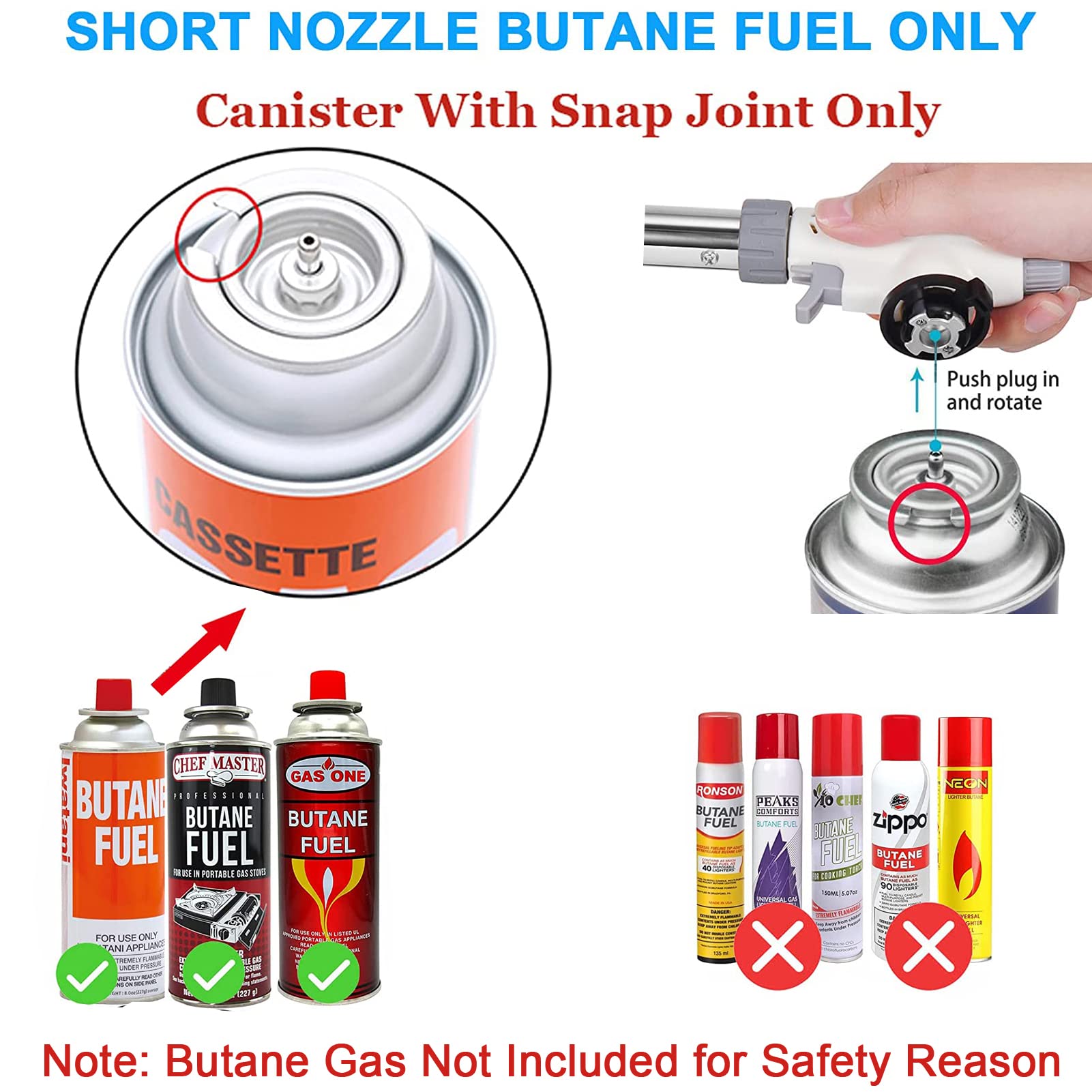 FunOwlet Butane Torch, Reverse Use Culinary Kitchen Blow Lighter with Adjustable Flame, Butane Fuel Not Included, Ideal for Chef Cooking, Creme, Brulee, BBQ, Baking, Jewelry