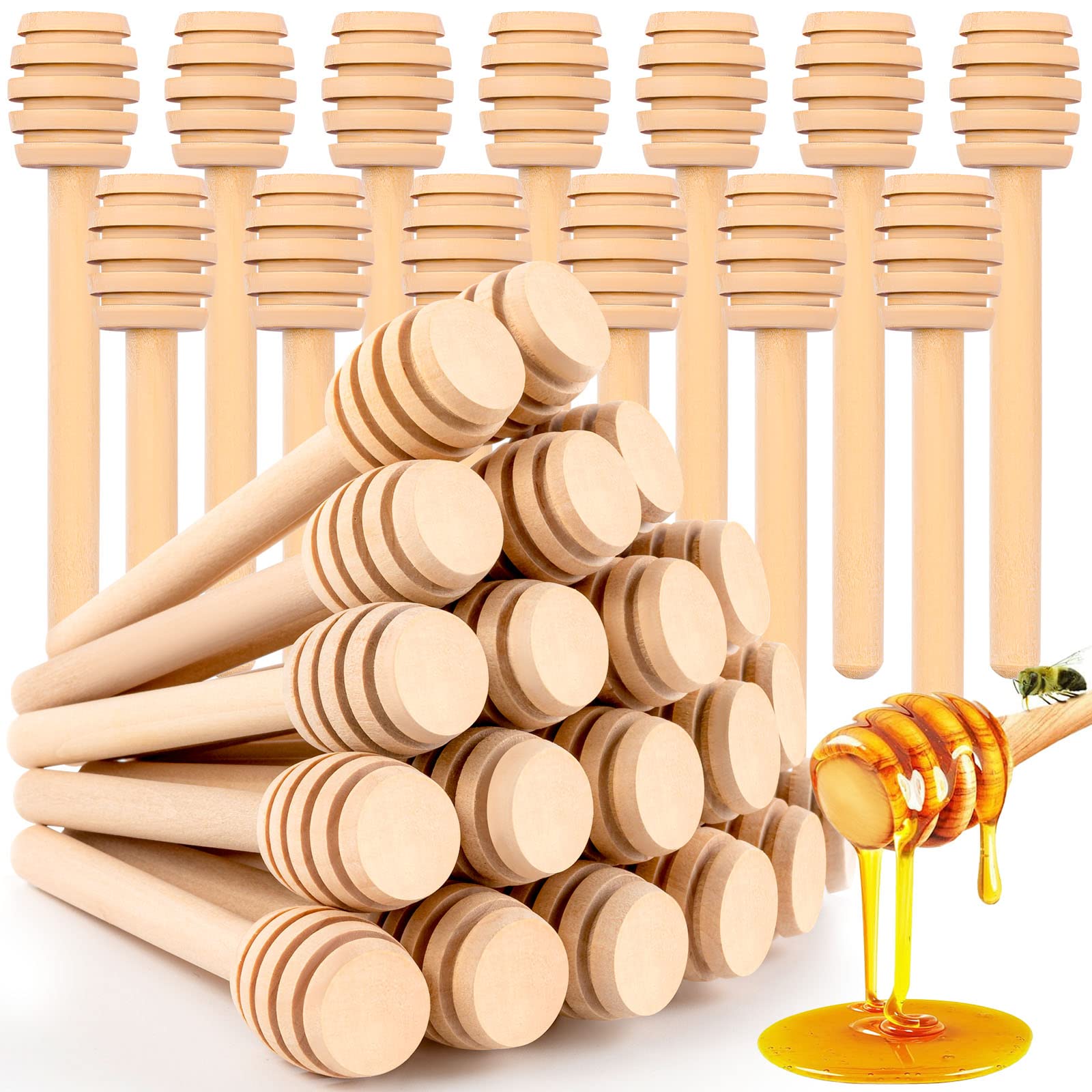 25 Stück Honiglöffel-Stäbchen – Honiglöffel aus Holz, 7,6 cm langer Mini-Honigwabenstab, Honigrührstab zum Spenden und Beträufeln von Honig aus Honiggläsern und als Hochzeitsgeschenk
