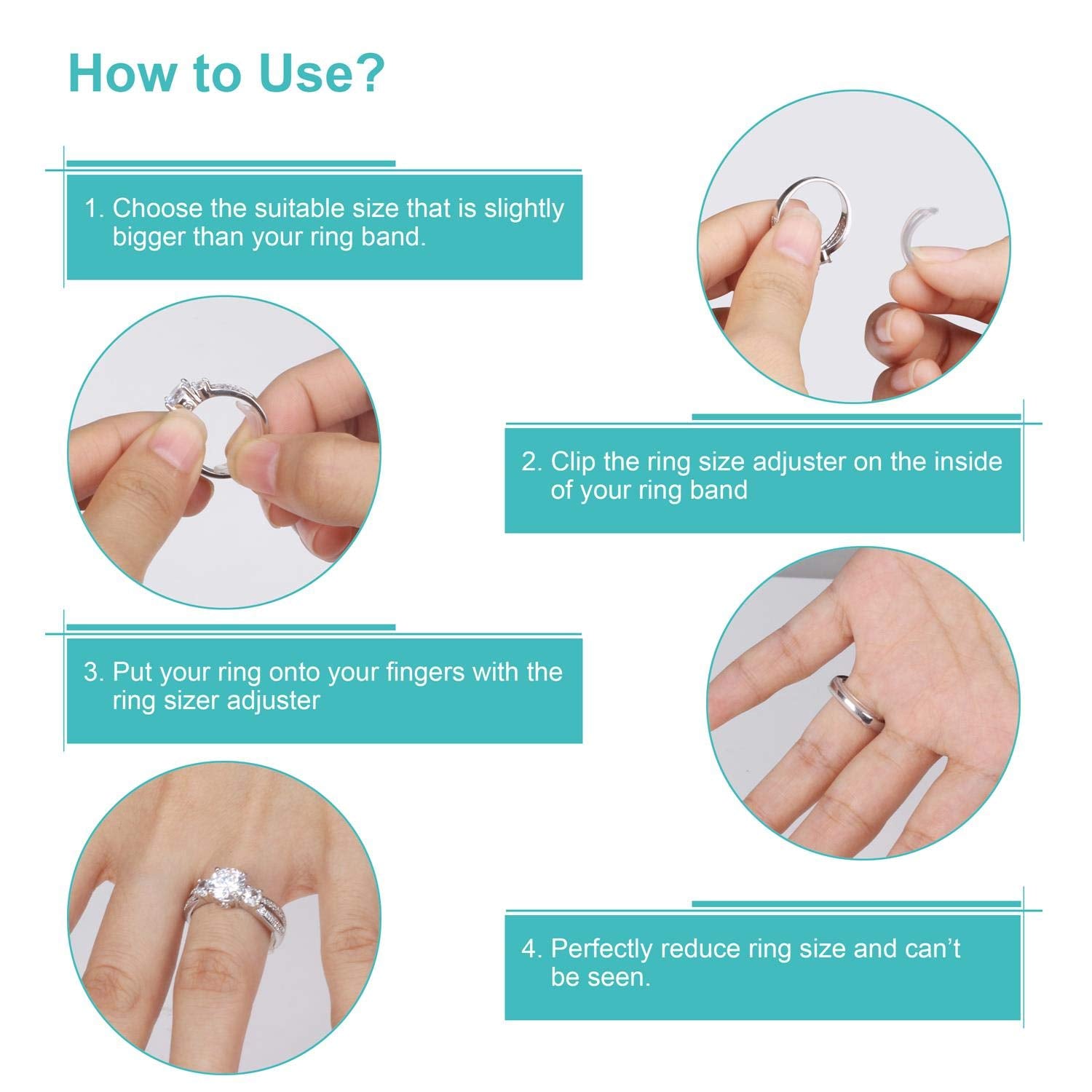 Invisible Ring Size Adjuster for Loose Rings Ring Adjuster Fit Any Rings, Assorted Sizes of Ring Sizer