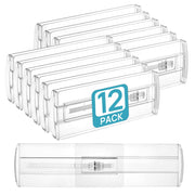 Vtopmart 12 Pack Drawer Dividers for Clothes, 4" High 10.2"-16.6" Adjustable Expandable Dresser Drawer Organizer, Clear Plastic Separators for Dresser, Baby Clothing, Underwear, Cosmetic, Toiletries