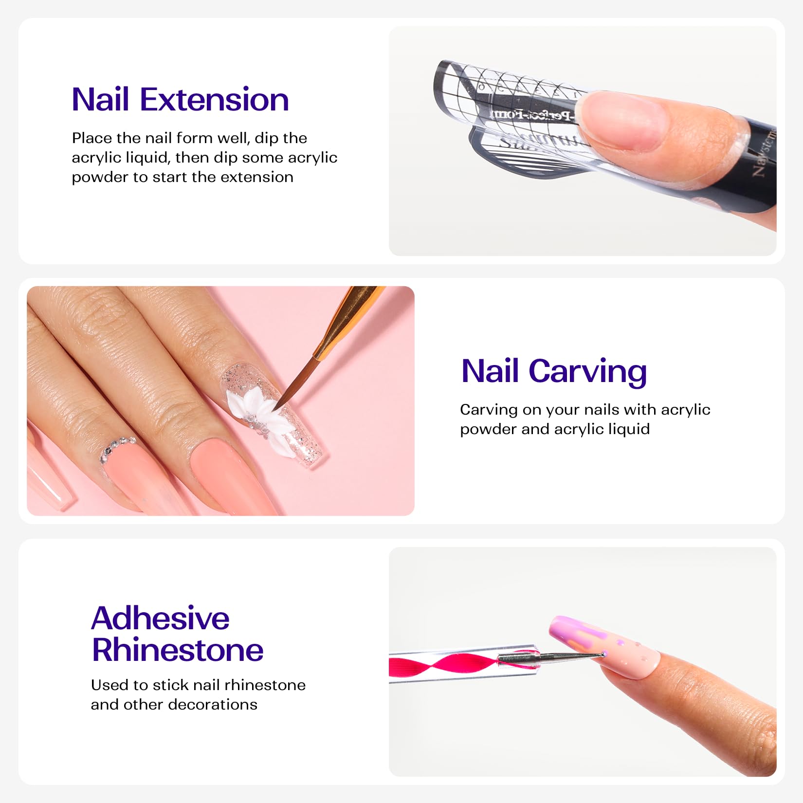 VANSISOS Acrylic Nail Kit for Beginners: Clear White Pink Powder and Liquid Set Professional Nails Kit Acrylic Set with Brushes for Home DIY