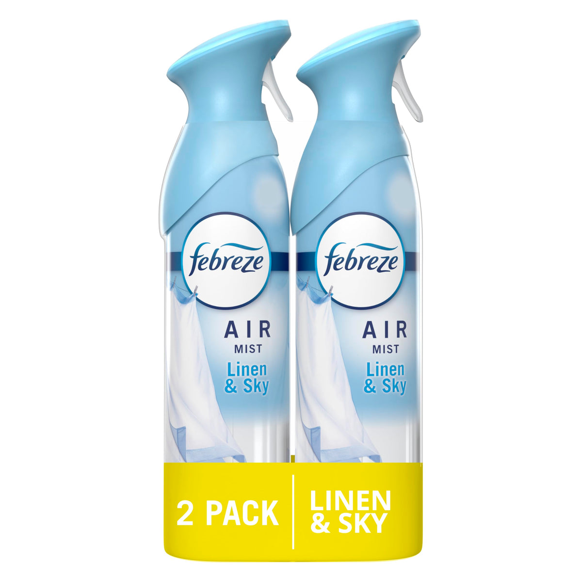 Febreze Air Mist Air Freshener Spray, Odor-Fighting Room Spray, Air Fresheners for Home and Bathroom and Kitchen, Aerosol Can, Linen & Sky Scent, 8.8oz, 2 Count