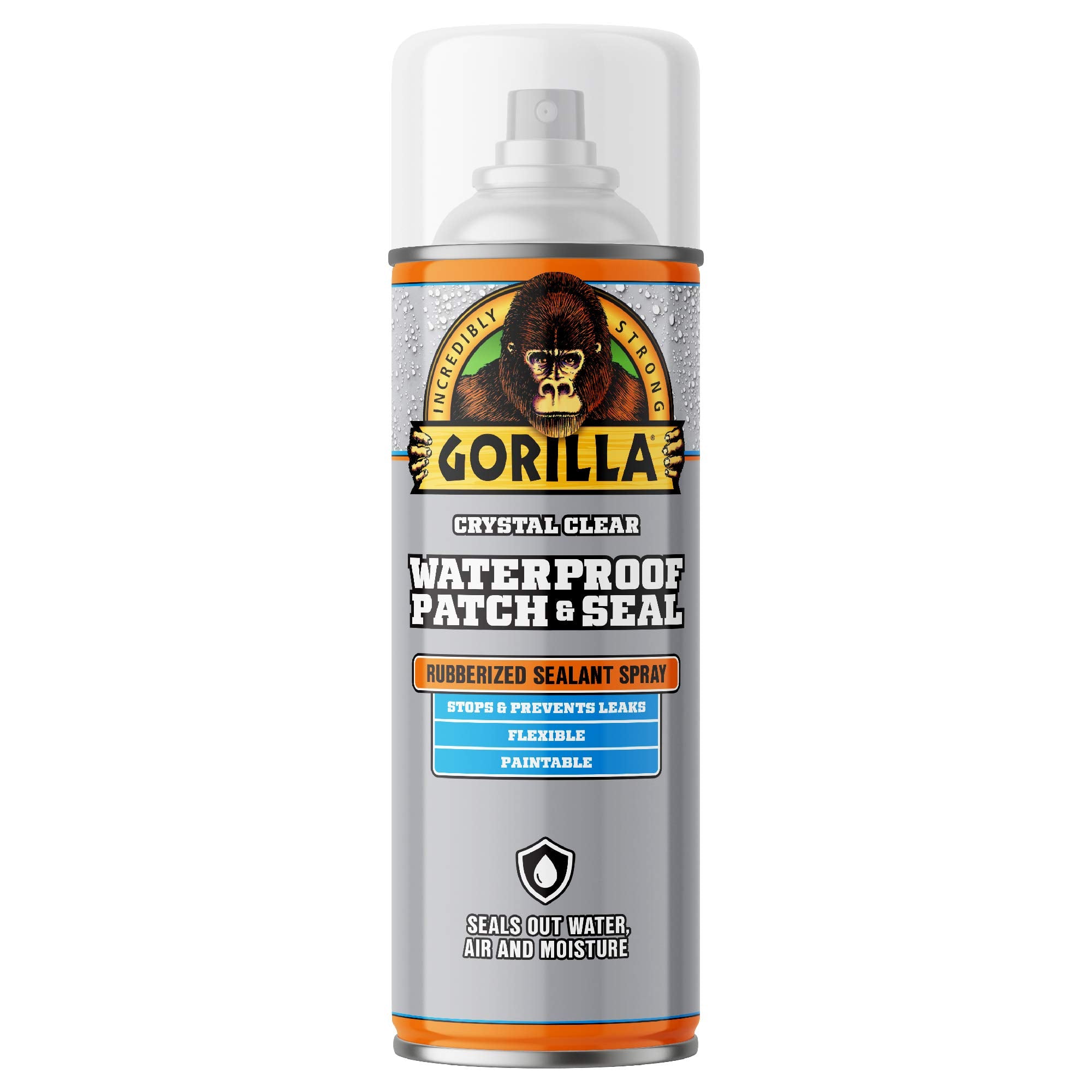Gorilla Wasserdichtes Patch & Seal Gummiertes Dichtspray, Kristallklar, 414 ml (1er Pack) - Dichtet Wasser, Luft und Feuchtigkeit ab