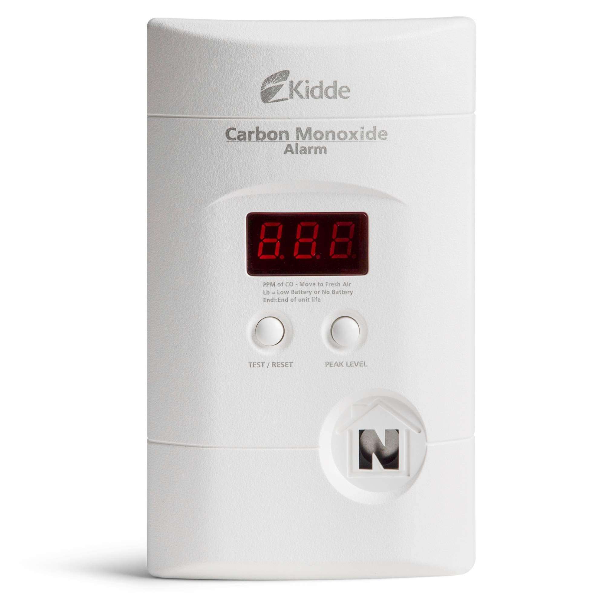 Kidde Kohlenmonoxidmelder, steckbar mit 9-V-Batterie-Backup, digitales LED-Display