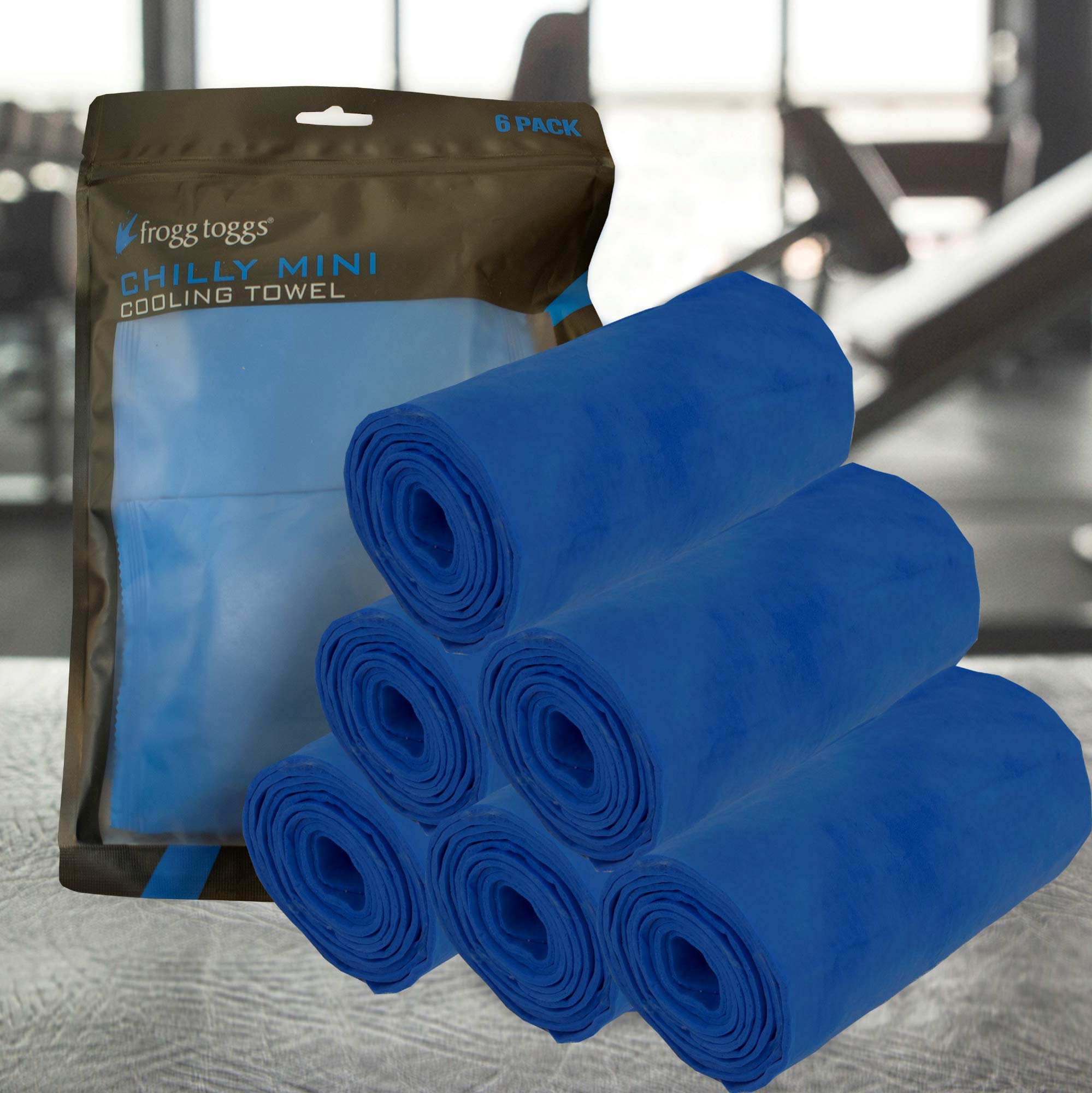 FROGG TOGGS Chilly Mini Cooling Neck Towel, Blue- 29"x3", Pack of 6