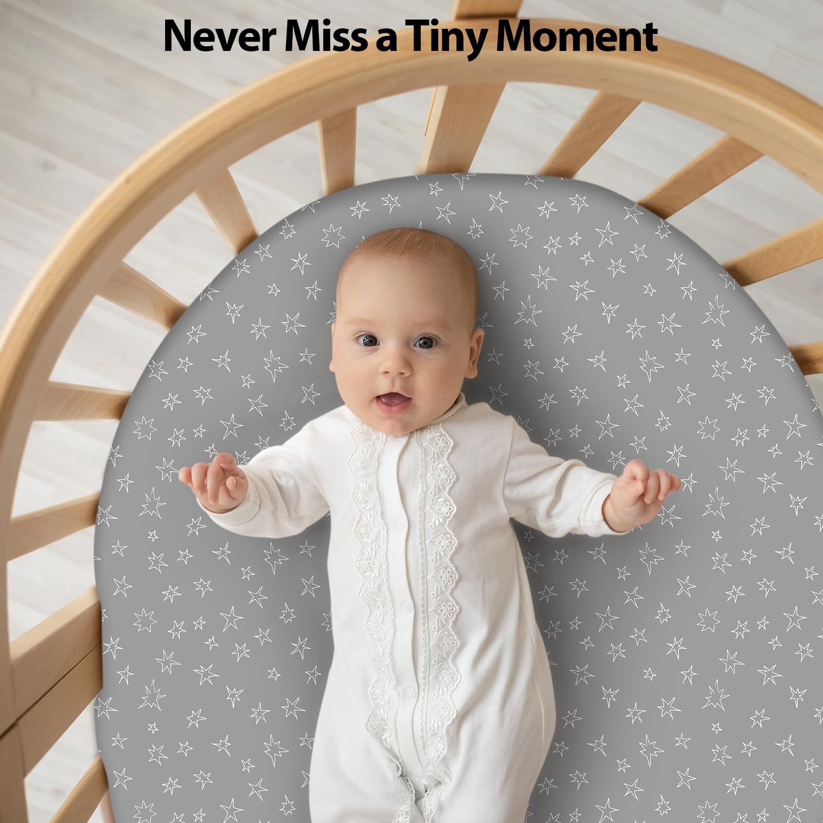 Unnivoll Baby Bassinet Sheets Girl Boy, Fitted Bassinet Sheet Set 3 Pack Bassinet Mattress Sheets Universal Fit for Rectangle, Round, Oval, Hourglass Mattress, Soft Breathable Blue Gray Planet