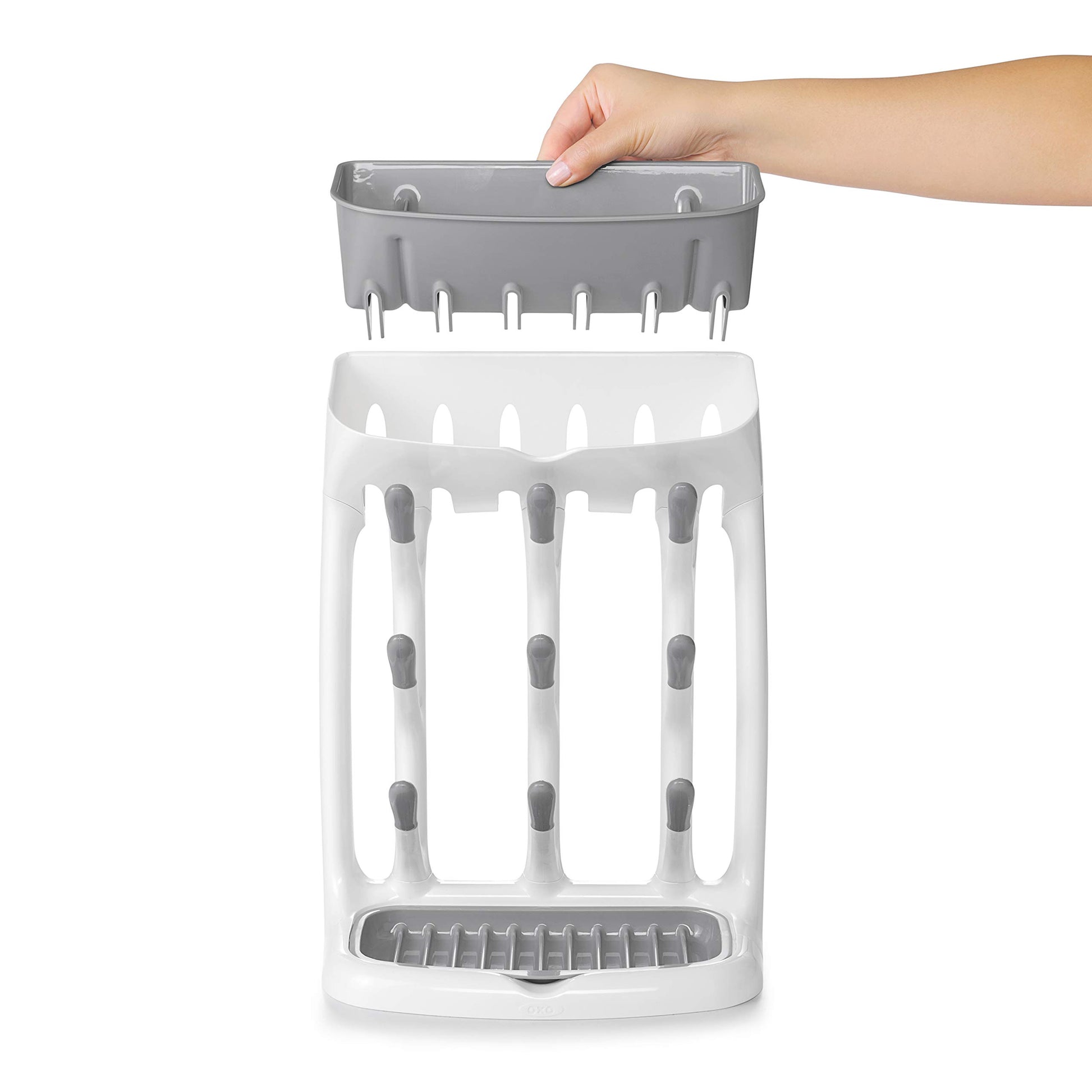 OXO Tot Space-Saving Bottle Drying Rack, Baby Bottle Organizer for Countertop