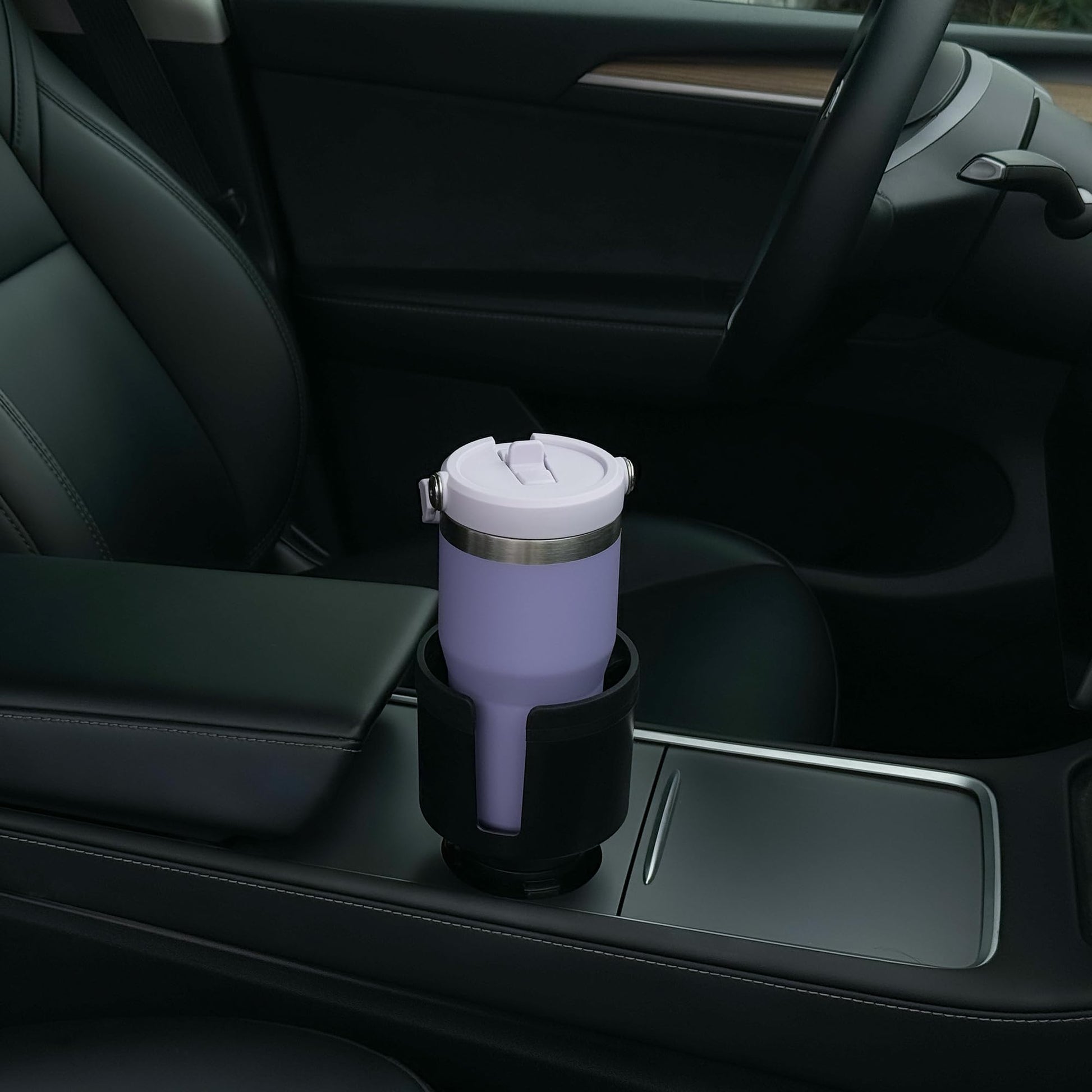 Seven Sparta Car Cup Holder Expander with Adjustable Base, Compatible with Hydro Flasks 32/40 Ounce, Compatible with Yeti Ramblers 20/26/30 Ounce, Other Bottles in 3.4"-3.8" (Black)