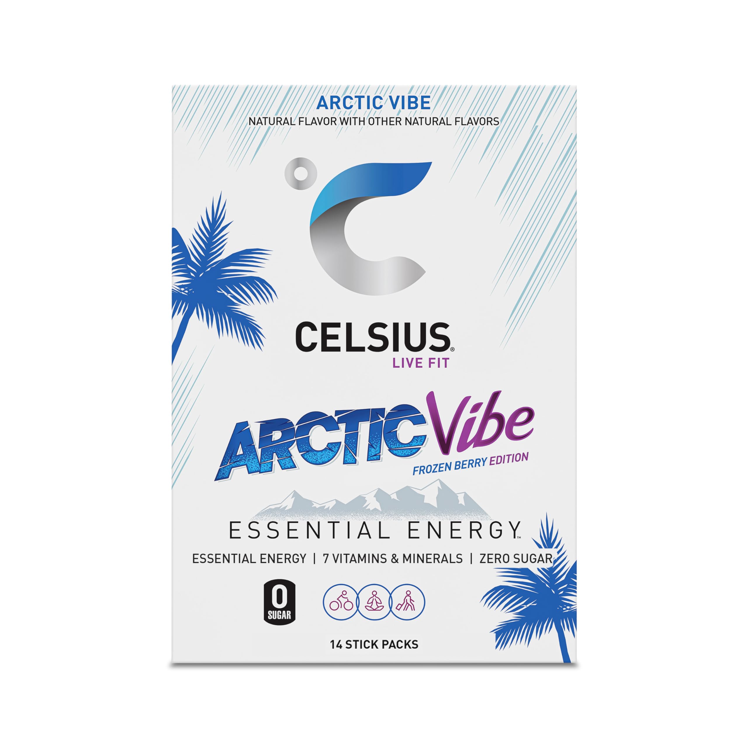 CELSIUS® On-the-Go Powder Sticks Arctic Vibe, Essential Energy 2.5 Oz (14 Sticks per Pack)
