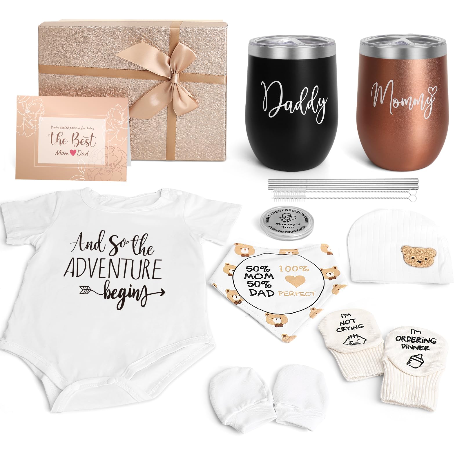 Geschenke für frischgebackene Mütter, Top-Geschenke zur Schwangerschaft für neue Eltern, Geschlechtsenthüllungsgeschenke mit Mama- und Papa-Becher-Set für Mütter, die zum ersten Mal Mutter werden, werdende Eltern, Geschlechtsenthüllung, Babyparty...