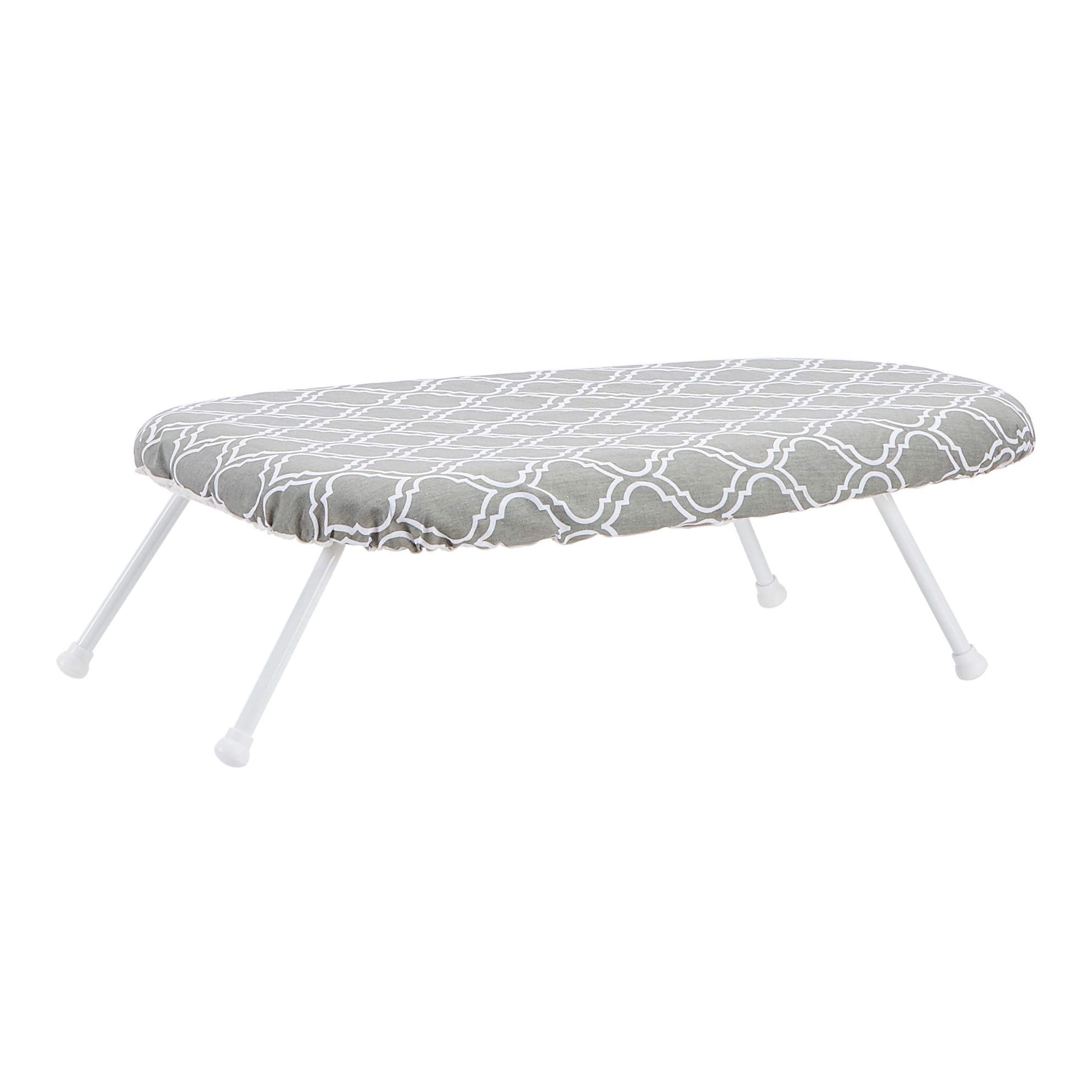 Amazon Basics Compact Tabletop Ironing Board with Folding Legs - Trellis Removable Cover, Chevron, 23.6"L x 7.1"W x 14.3"H