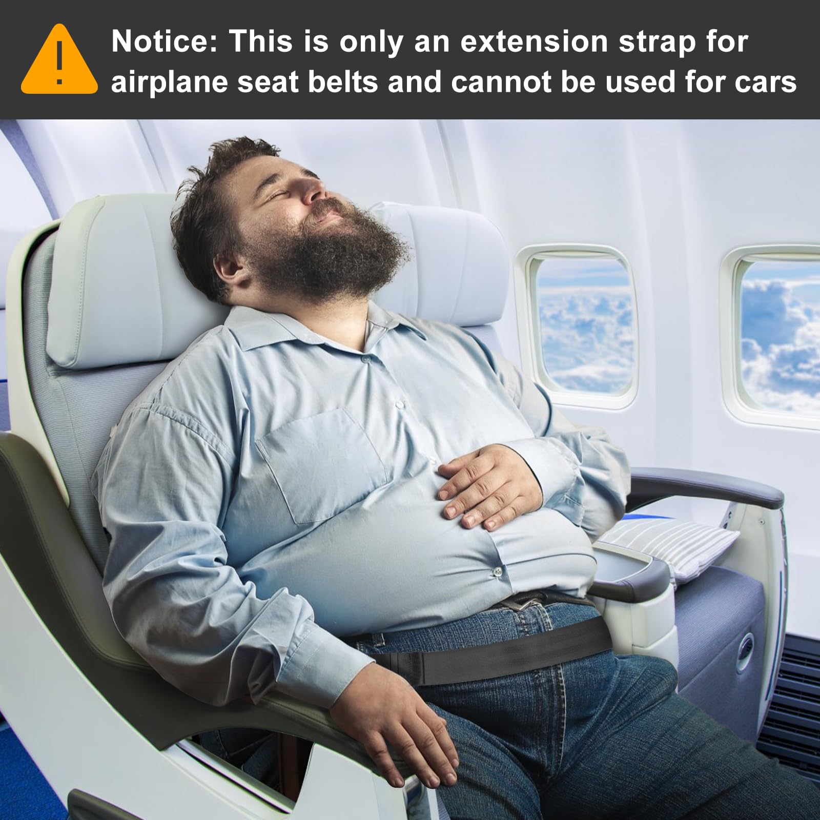 Coolrunner Airplane Seat Belt Extender, Adjustable 7-32" Airplane Seatbelt Extender Fits Most Airlines Free Carrying Case Black(Cannot be Used for a Car)