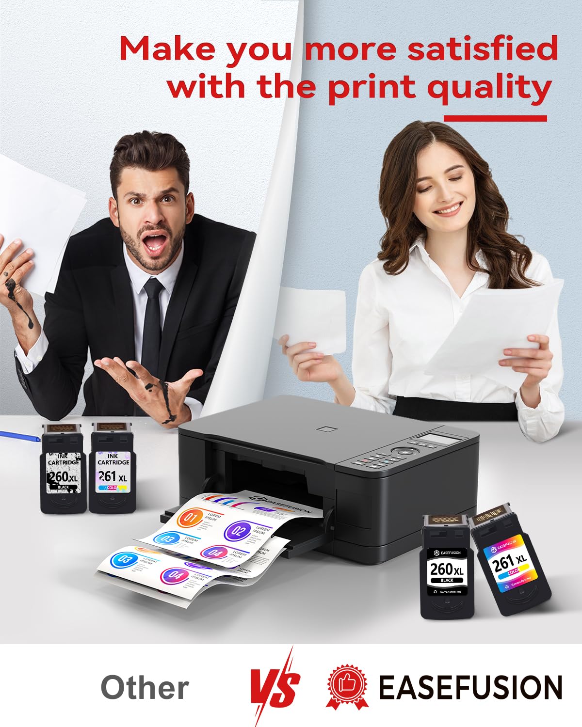 EaseFusion 260XL 261XL Replacement for Canon 260 and 261 Ink Cartridges PG-260 CL-261 Compatible with Canon Pixma TS6420a TS6420 TS6400 TR7020a TS5320 TR7000 TS5300 TR7020 Printer Ink Cartridges