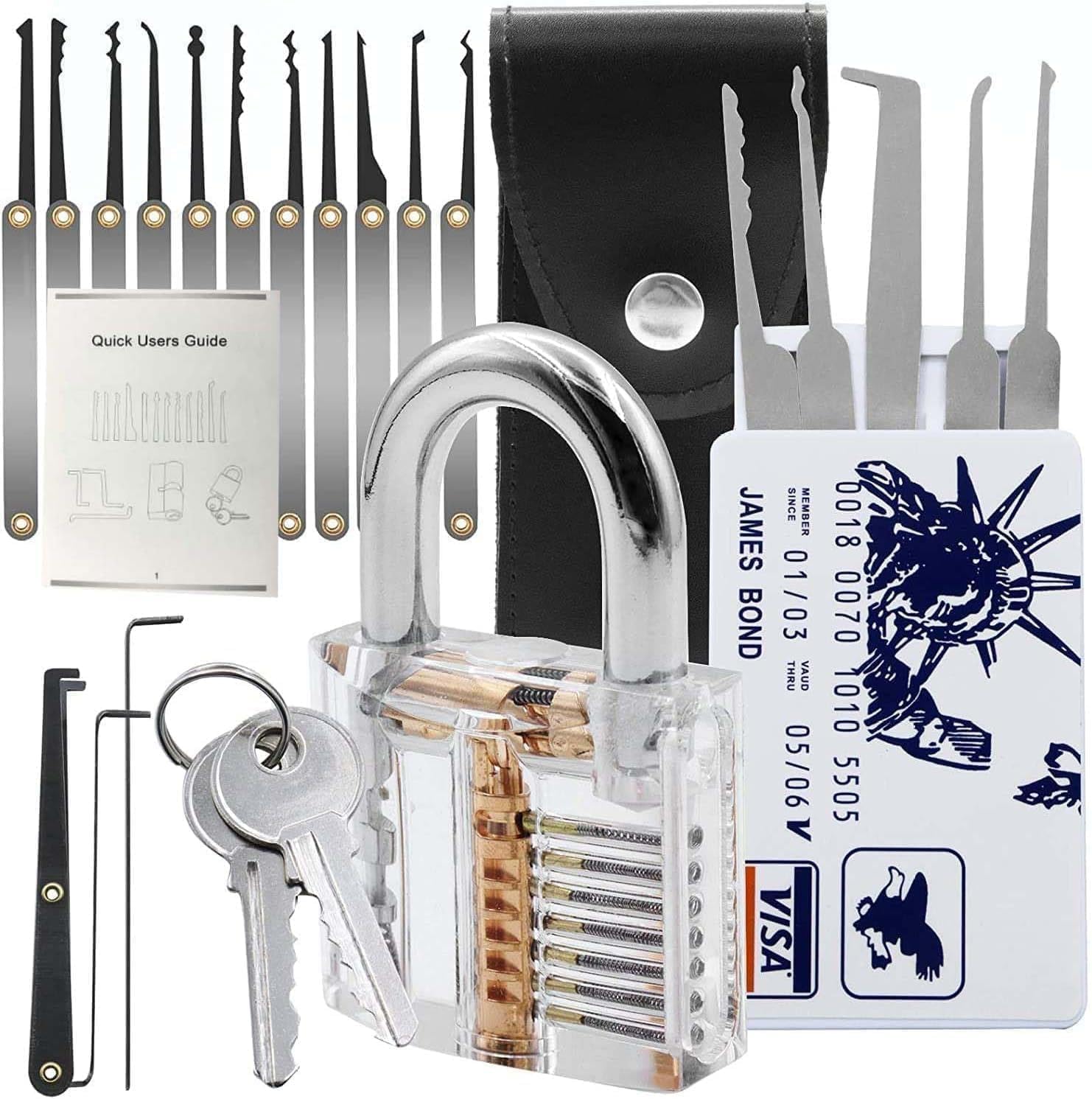 37 Pick Waterproof with Stainless Steel Keys Long Lock Set Kit Suitable for Outdoor Fence,Sheds, Storage Unit, Gate, Toolbox,Trailer,Garages Picking GFHGC1