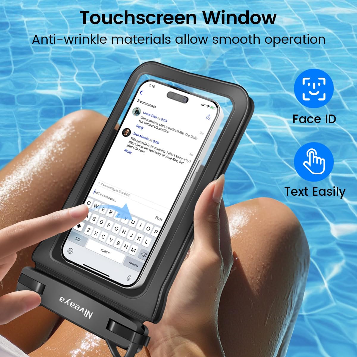 Niveaya Double Space Waterproof Phone Pouch (2-Pack) - IPX8 Cell Phone Dry Bag for Beach, Kayak, Cruise Travel Essentials - Compatible with iPhone 16/15/14 Pro Max & Galaxy S25/S24 Ultra (up to 8.3")