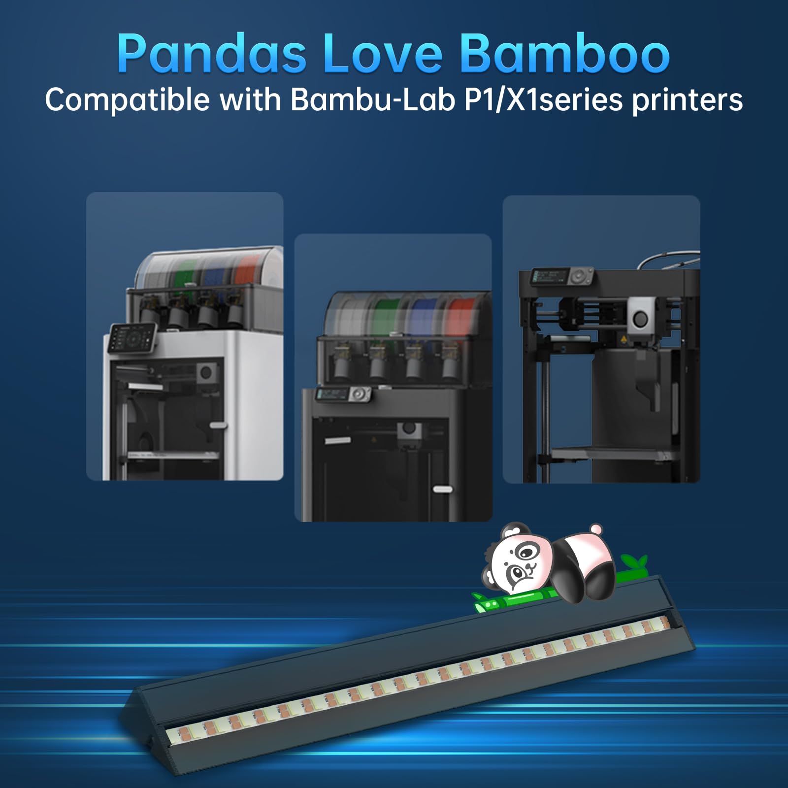 BIQU Panda Lux, Led Light Strip Upgrade Kit for Bambu-Lab P1S P1P X1C X1E 3D Printers, 5V 0.3A LED Light Bar, Magnetic Installation