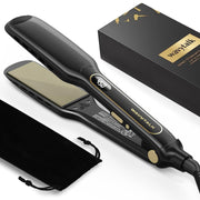 Wavytalk Wet to Straight Hair Straightener, Titanium 1.75 Inch Vent Sesh Wide Flat Iron, Straightener for Damp or Dry Hair with Dual Voltage Leave Silky & Smooth, Black