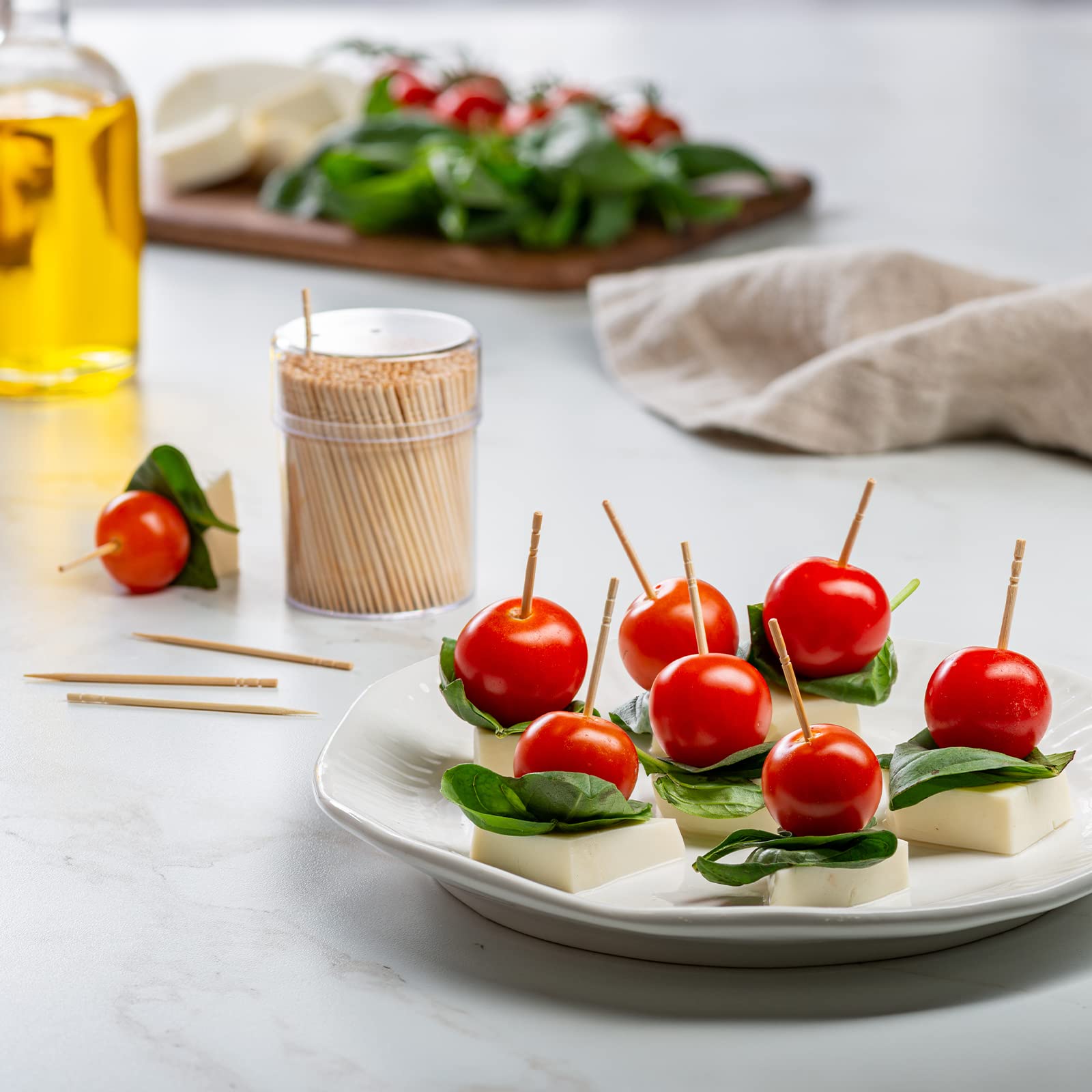 GUSTO [1500 Count] Bamboo Wooden Toothpicks Wood Round Single-Point - (Formerly Comfy Package)