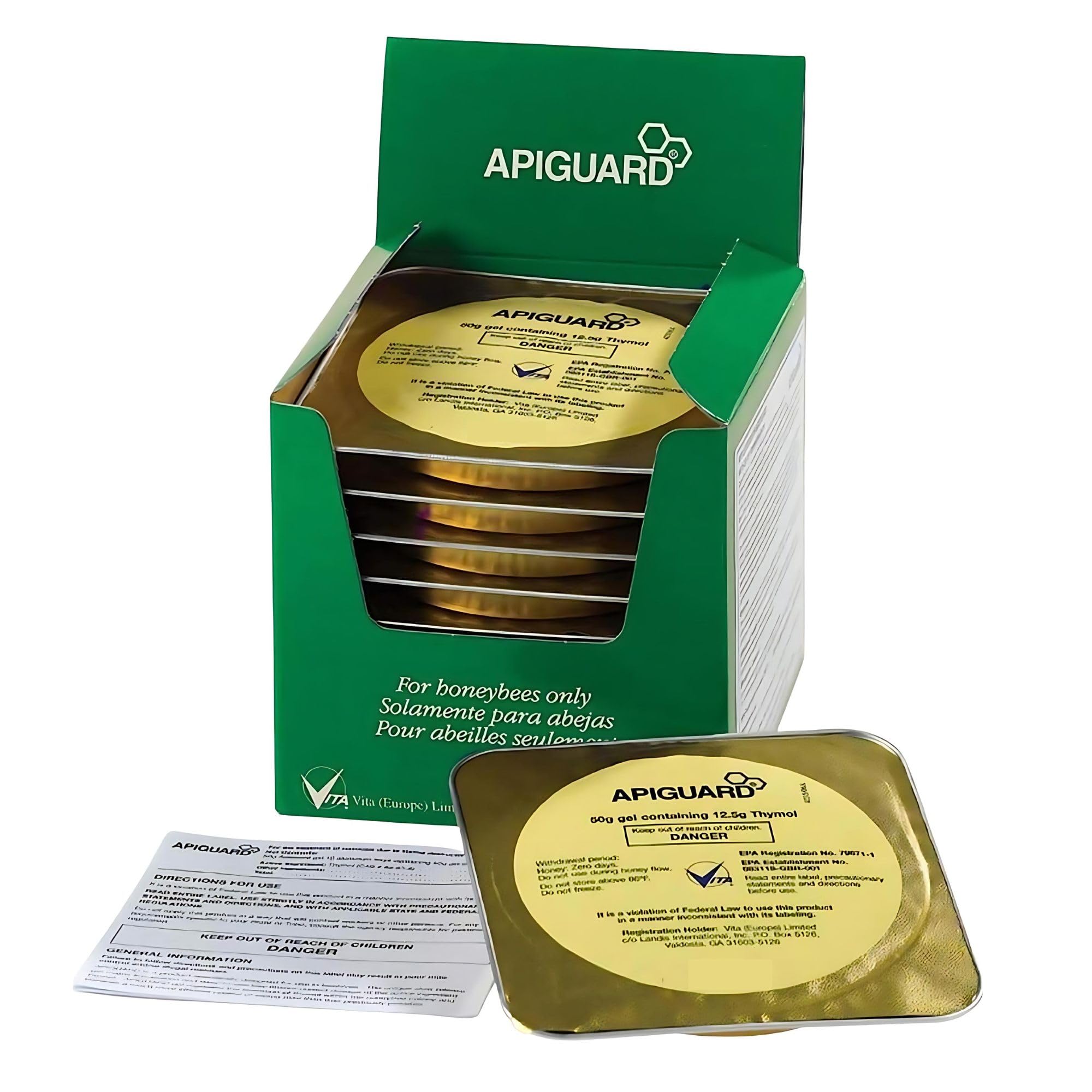Vita Bee Health Apiguard - Natural Varroa Mite Treatment for Honey Bee Hives - 10 x 50g Thymol Gel Trays - Easy Application, Beekeeper-Trusted, Bee-Friendly, Plant-Based Protection
