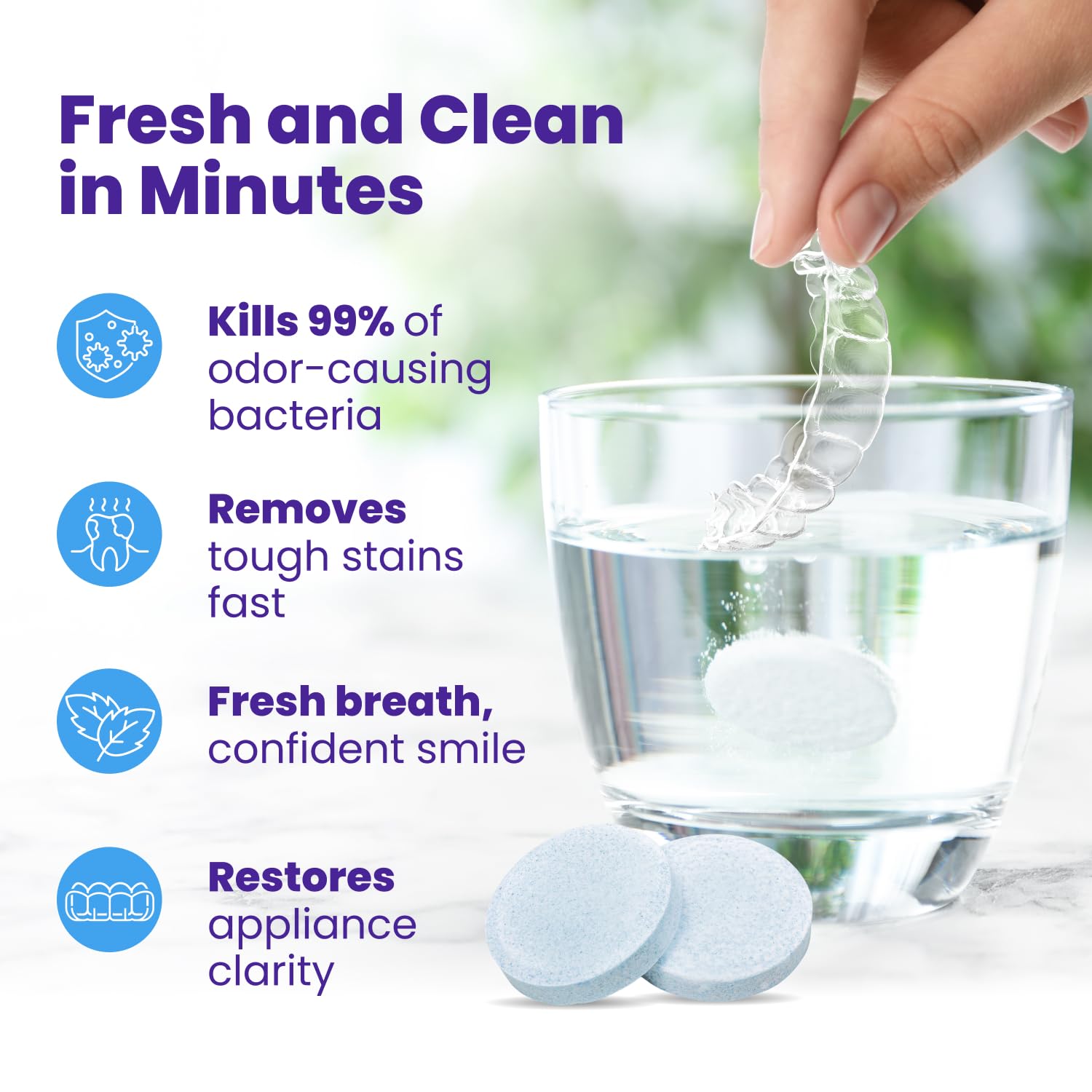 Retainer Brite - Retainer Cleaner Tablets for Invisalign, Mouth Guard Cleaner, Night Guard Cleaner and More. Cleaning Tablets for Ultrasonic Cleaners. 120 Tablets - 4 Month Supply. Made in USA