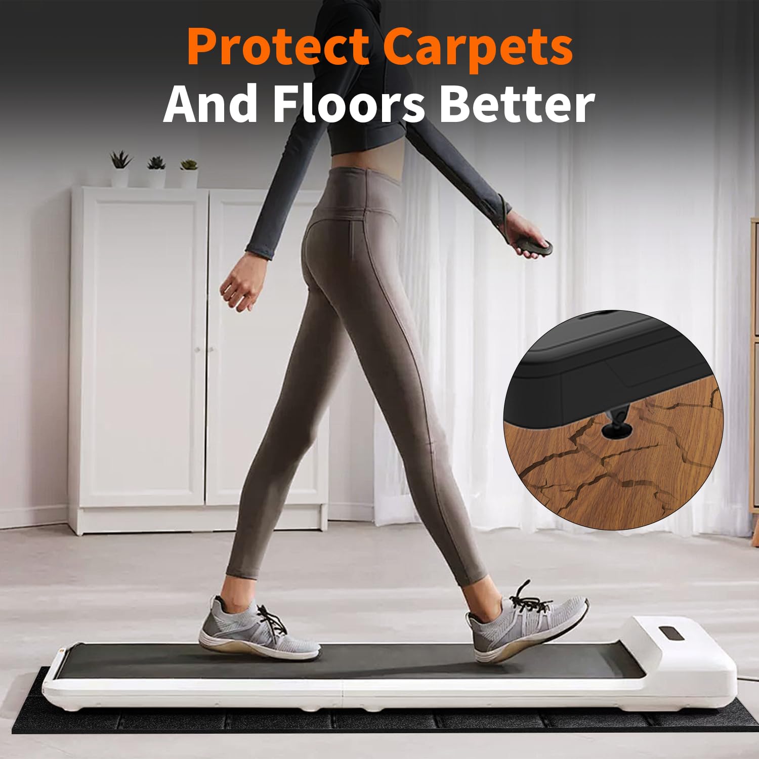 Non-Slip Walking Pad Mat 55x24 for Carpet Floors – Workout Floor Protection, Mat for Under Walking pad, Treadmill, Bike & Exercise Equipment, for Hardwood Floors, Noise Shock Absorption, Stationary