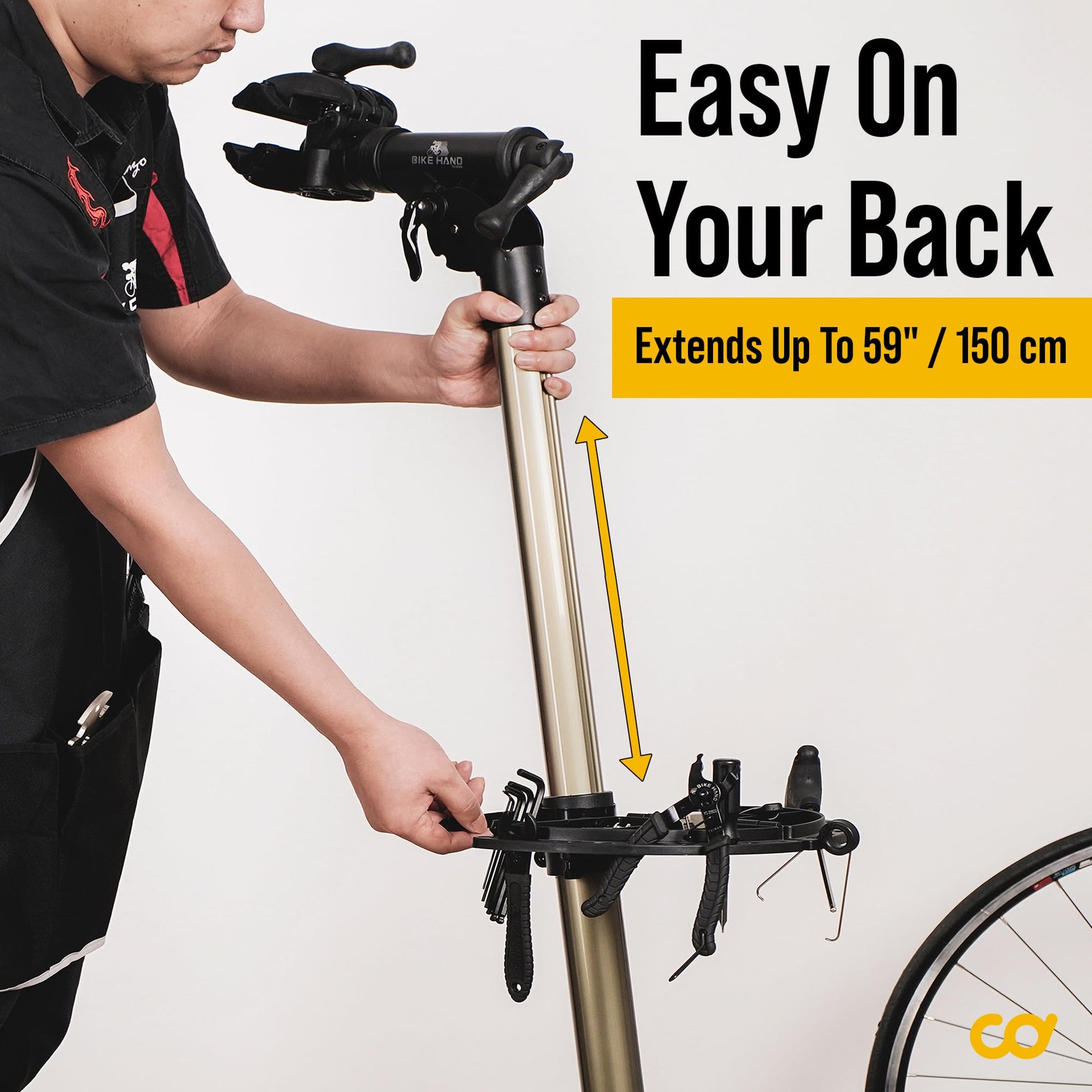 BikeHand Bike Repair Stand - Home Portable Bicycle Mechanics Workstand - for Mountain MTB Road Bikes Maintenance - Max. 55 lbs