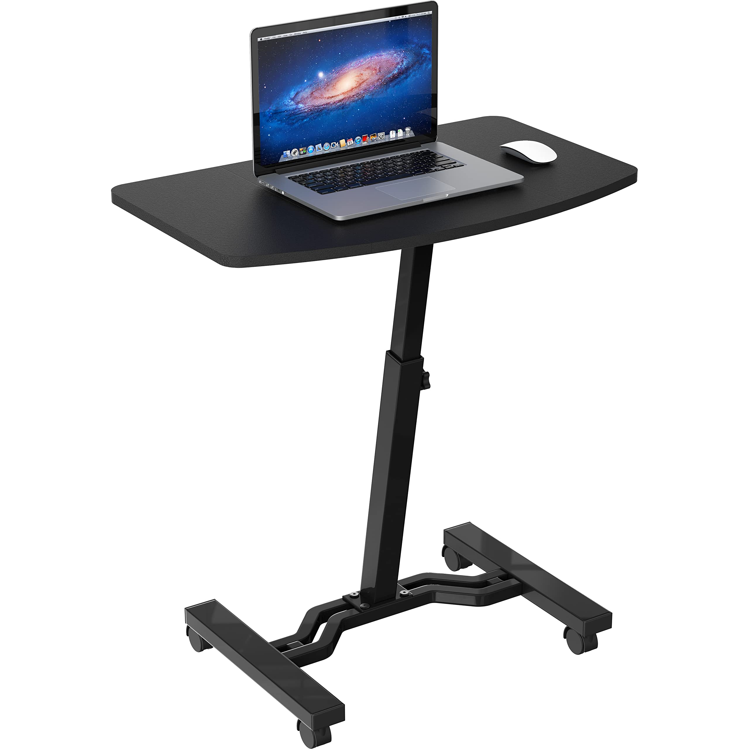 SHW Mobiler, höhenverstellbarer Laptop-Rollwagen mit Höhenverstellung von 71 cm bis 84 cm, Schwarz