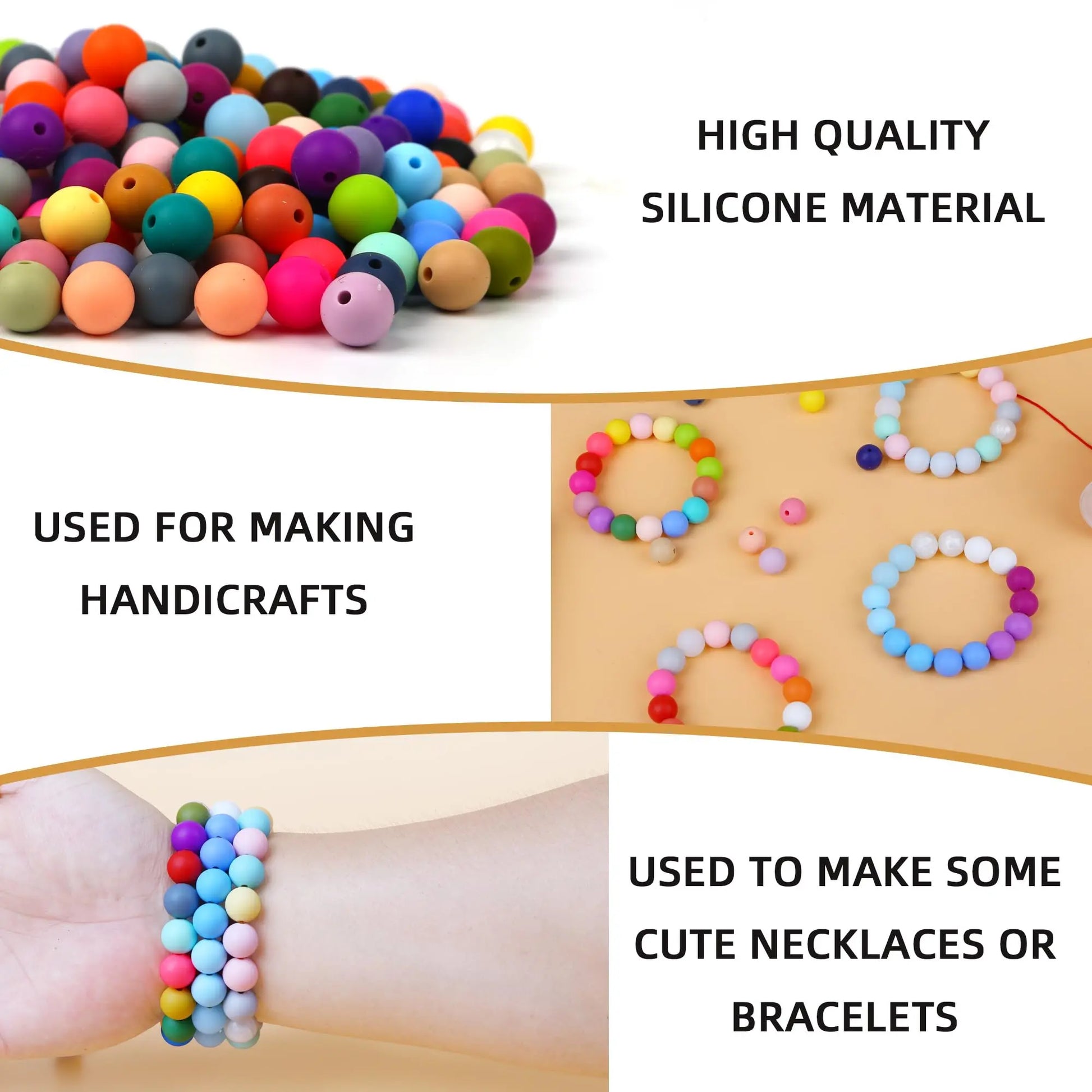 CFKEMZY 300pcs Silicone Beads for Keychain Making Kit 60 Colors Focal Beads Rubber Round Beads Mixed Color Silicone Beads Bulk for Pens, DIY Keychain,Necklace Bracelet Making Kit, Jewelry,Art Crafts
