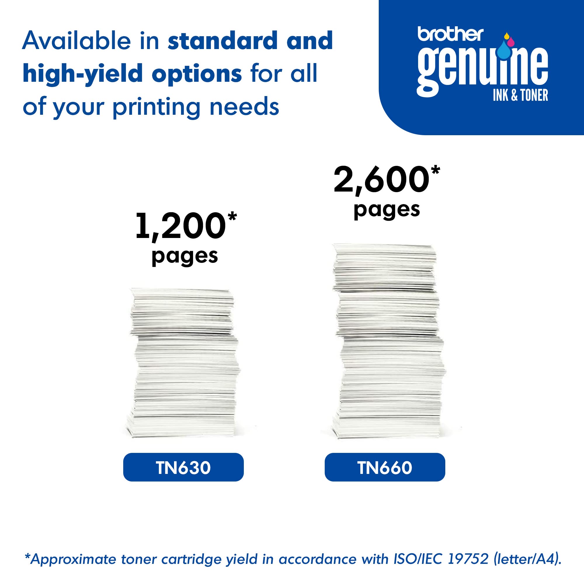Brother Genuine High Yield Toner Cartridge, TN660, Replacement Black Toner, Page Yield Up to 2,600 Pages, Amazon Dash Replenishment Cartridge, Black, 1 pack