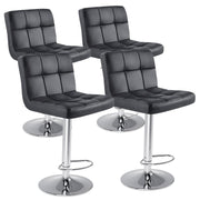 DUMOS Bar Stools Set of 4, 24 inch Counter Height Bar Stools, Upholstered Modern Kitchen Barstools with Metal Base, PU Leather Saddle Stools for Kitchen Island, Black