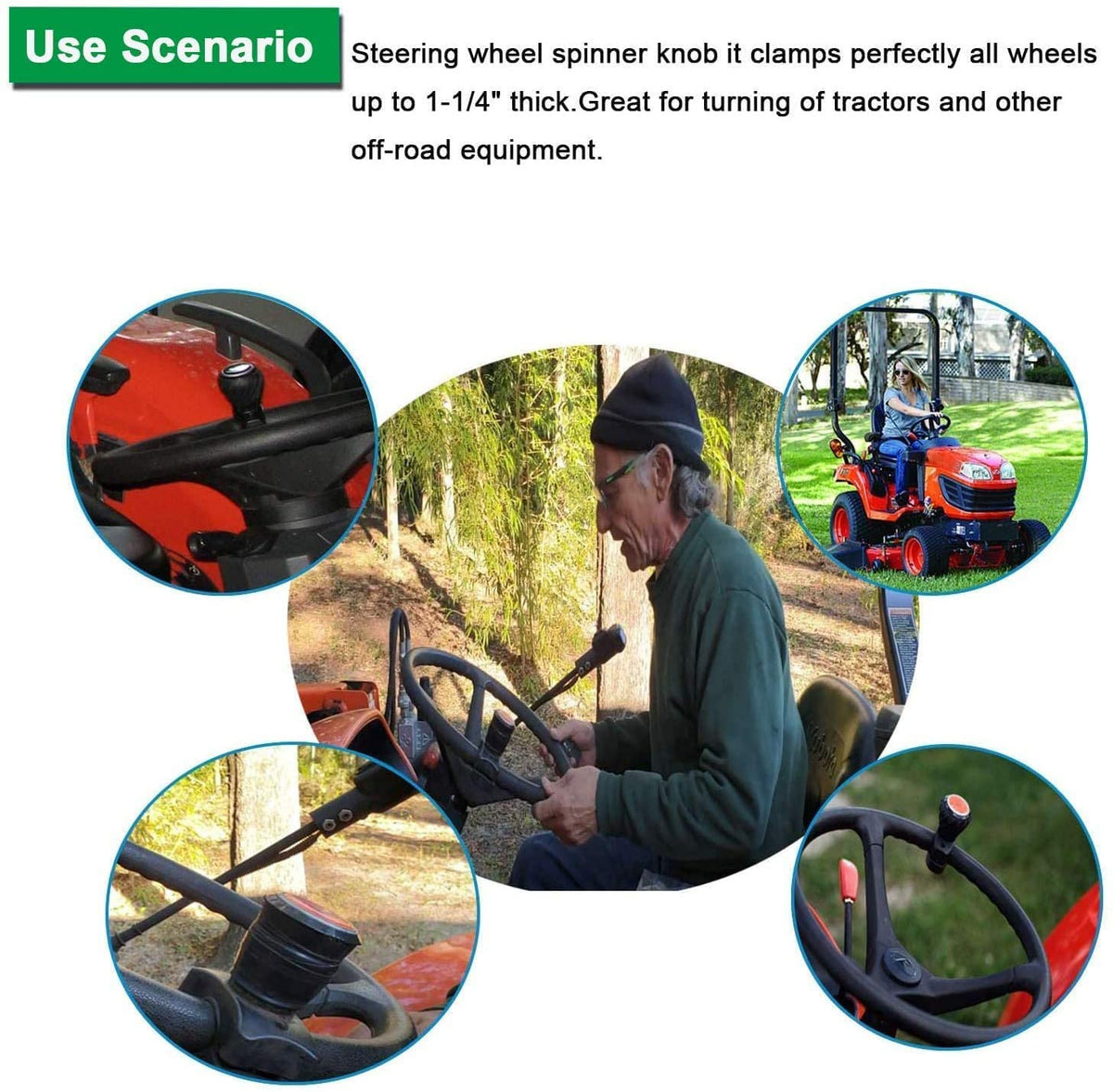 Tractor Steering Wheel Knob for Kubota Jo-hn Dee-re Tractors, Cars, Trucks, Mowers, Forklifts, Universal Spinner Knob Steering Wheel Ball Knob