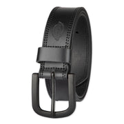 Dickies Men's 38mm Leather Belt with Two Row Stitch, black, 36