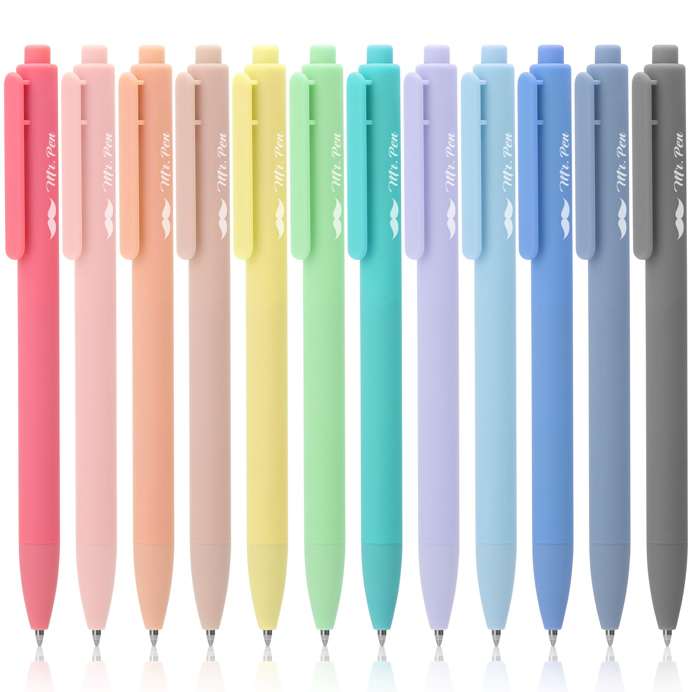 Mr. Pen- Retractable Gel Pens, 12 Pack, Fast Dry, Gel Pens Fine Point 0.7mm, Retractable Pens, Cute Pens, Back to School Supplies