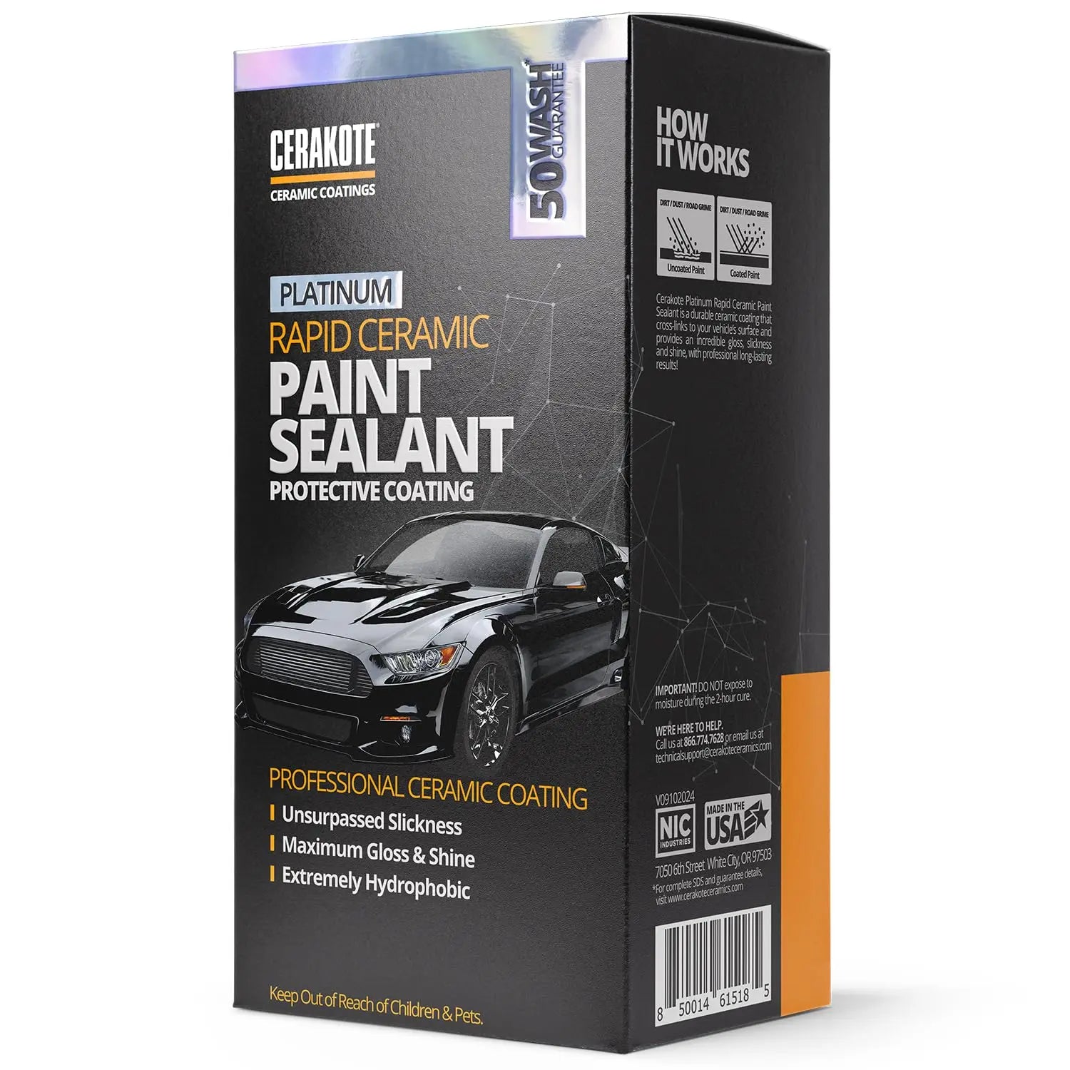 CERAKOTE® Platinum Rapid Ceramic Paint Sealant Spray - 14 oz Bottle - Maximum Gloss & Shine – Extremely Hydrophobic – Unmatched Slickness - Ceramic Spray Coating - 50 Wash Rating