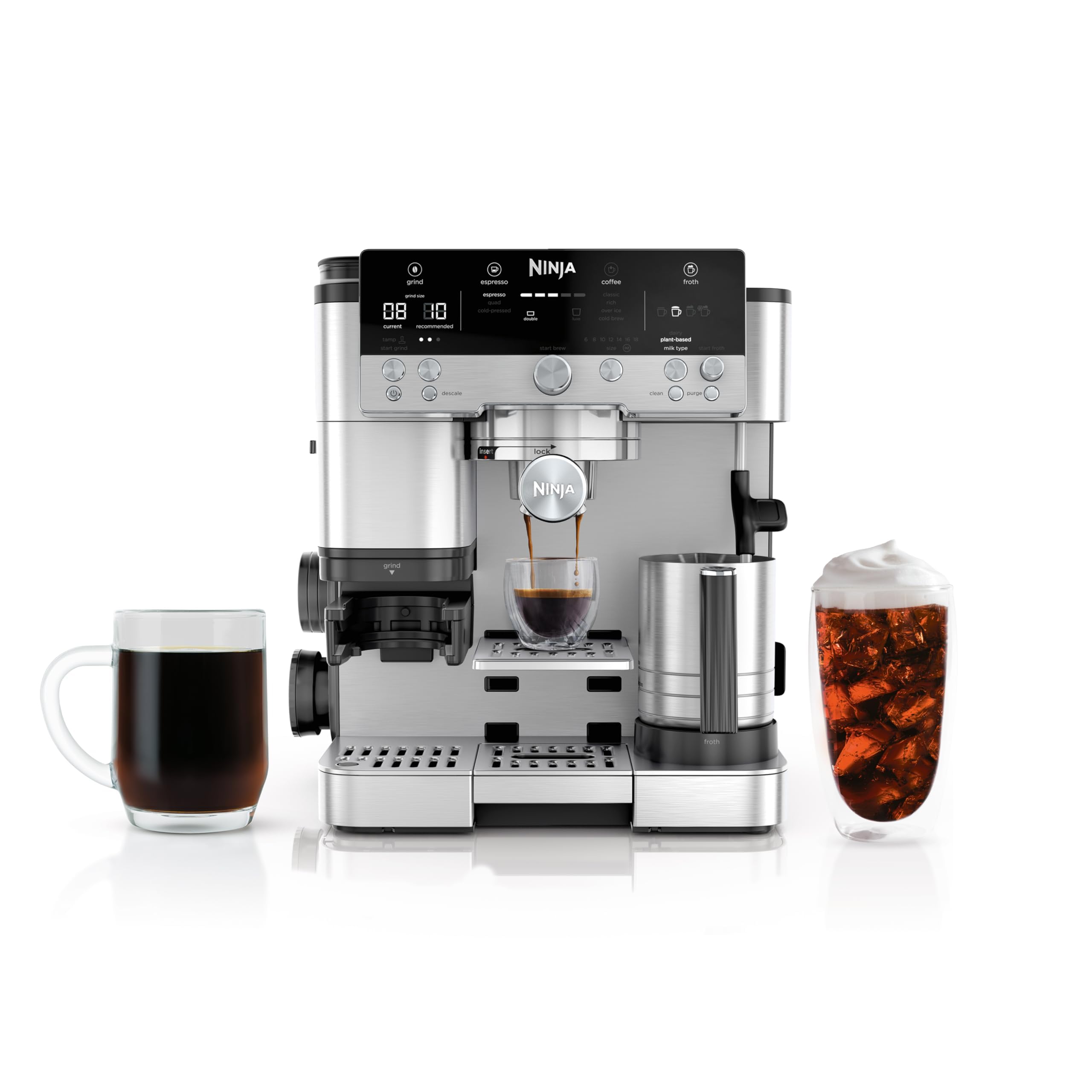 Ninja | Espresso Machine and Drip Coffee Maker| Luxe Cafe Premier Series | Integrated Coffee Grinder, Milk Frother, Assisted Tamper & Built-In Espresso Accessory Storage | Stainless Steel | ES601