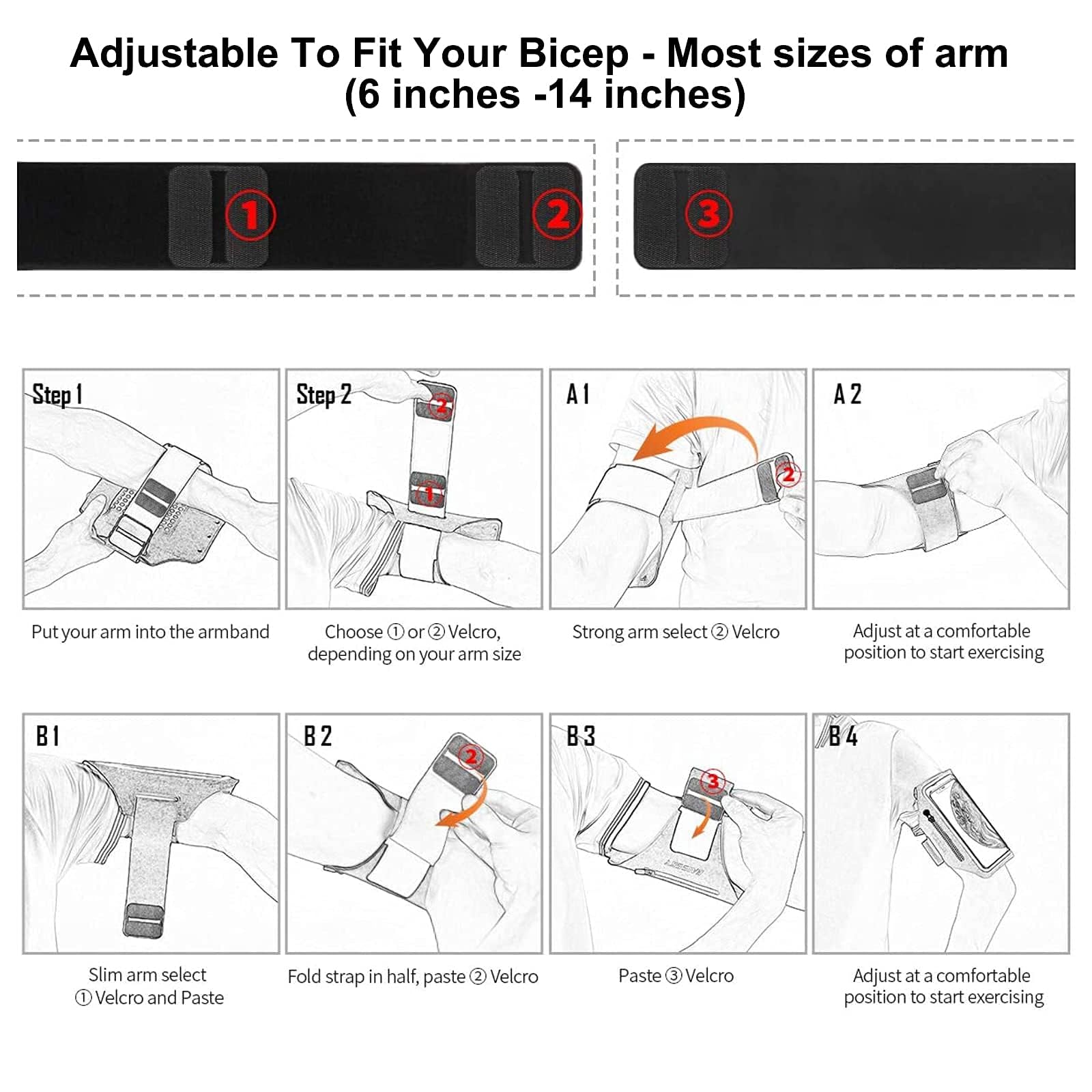 Running Armband with Earphone Bag Cell Phone Armband for iPhone 16 15 Pro 14 Plus 13 11 XR XS, Galaxy S24/S10 Water Resistant Sports Phone Holder Case & Zipper Slot Car Key Holder for 6.7 inch Phone