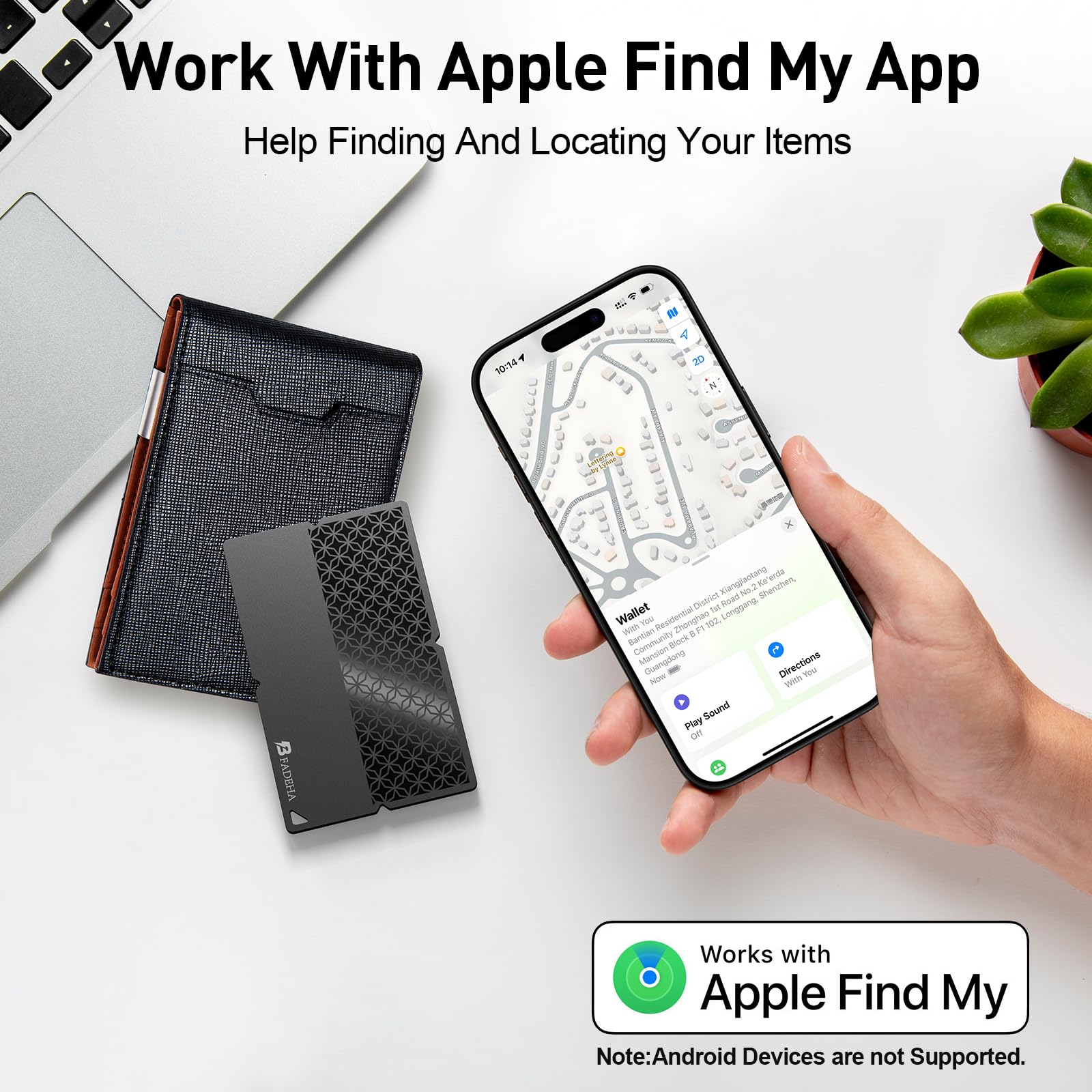 BFADEHA 2025 [Apple MFi Certified] (iOS Only) Bluetooth Tracker Smart Finder for Apple Find My iPhone Card Wallet GPS Tracker, 5-10 Years Battery, Keys Finder and Item Locator for Keys, Bags, Passport