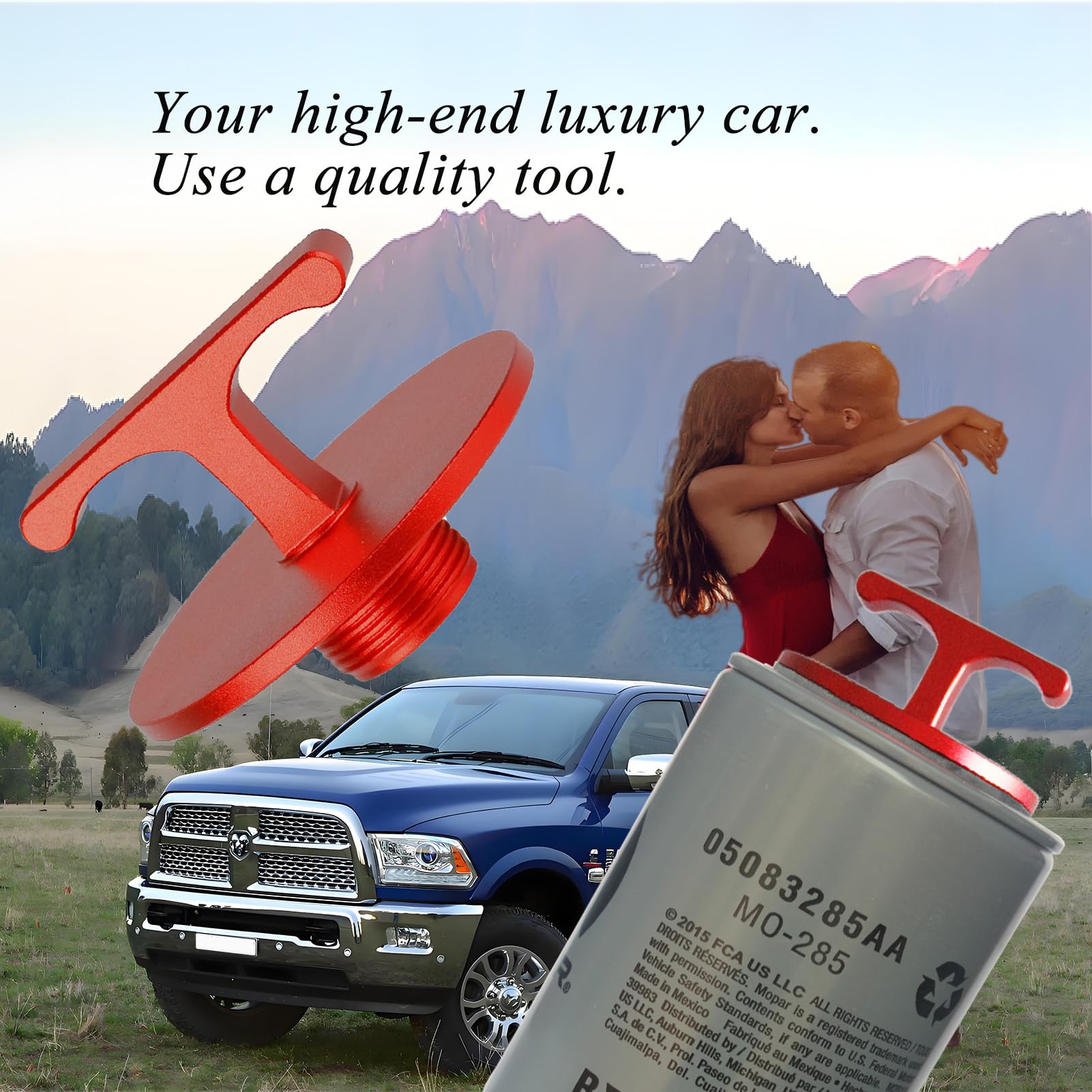 Aluminum Alloy Oil Filter Plug tool, for Dodge Ram 2500, 3500, 4500, 5500 Cummins Turbo Diesel 5.7L 5.9L 6.4L 6.7L MO285 05083285AA Oil Filter Cap Off Tool-car accessories-oil Filter Removal tool