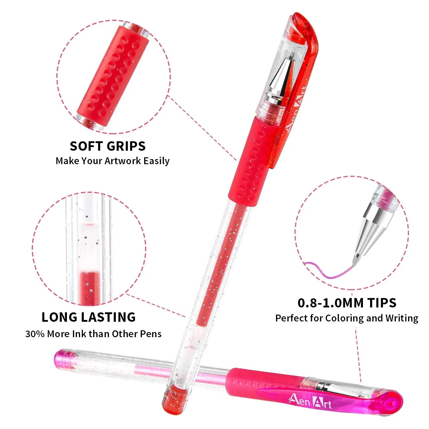 Glitter Gel Pens, 100 Color Glitter Pen Set for Making Cards, 30% More Ink Neon Glitter Gel Marker for Adult Coloring Books, Journaling Crafting Doodling Drawing