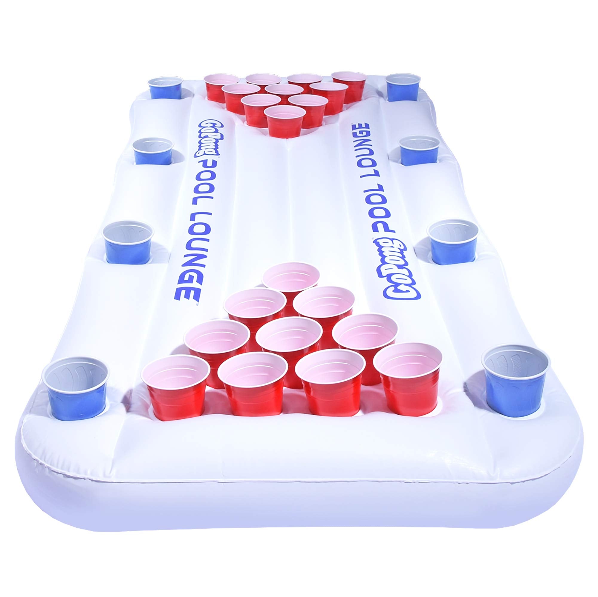 GoPong Pool Lounge Beer Pong Inflatable with Social Floating، أبيض