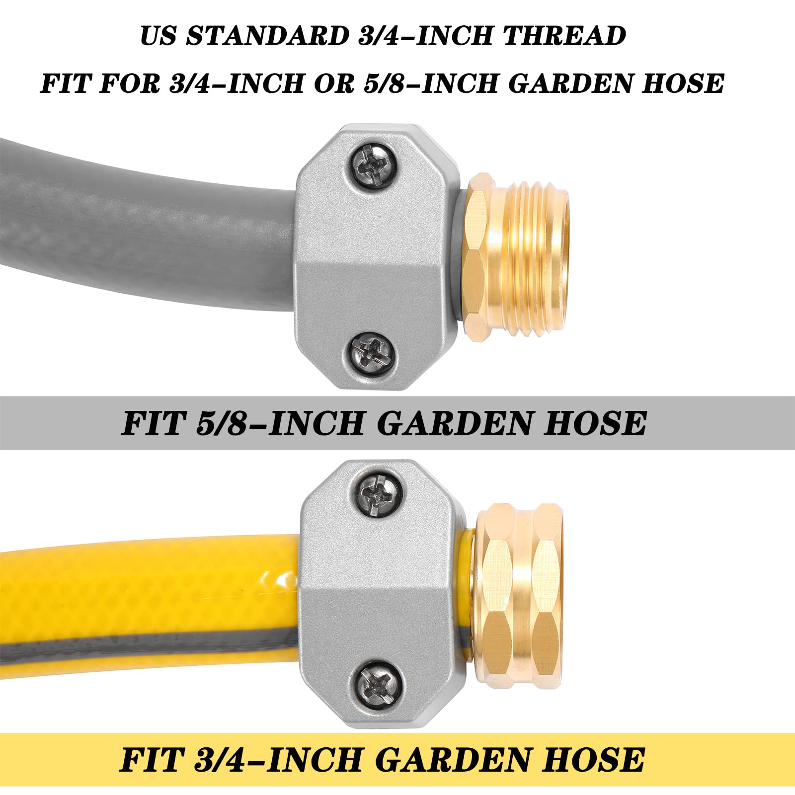 Sanpaint Zinc and Aluminum Male and Female Coupling, Fits All 5/8-Inch and 3/4-Inch Garden Hose Repair Fitting, 2 Pack(Female & Male)