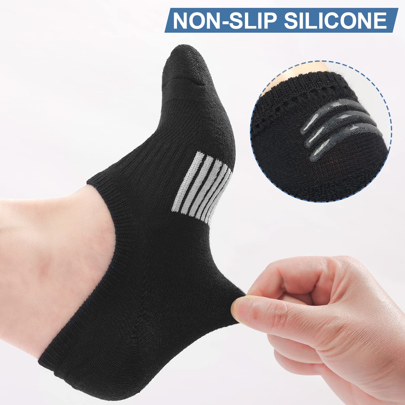 Toes Home No Show Socks Womens Cushioned Low Cut Athletic Hidden Liner Socks for Sneakers Footies Ankle Sports Invisible Running Socks 6 Pairs Size 6-9