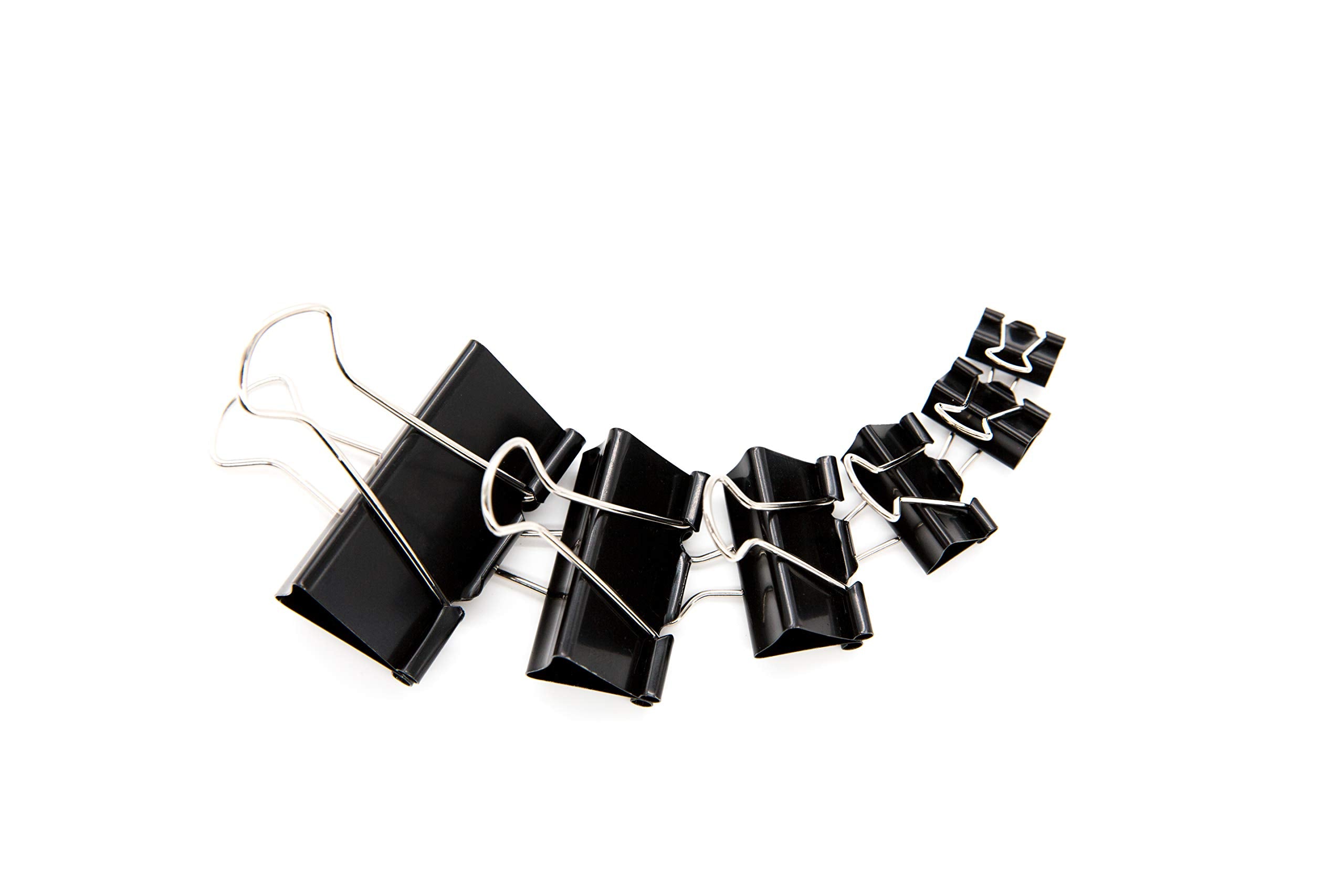 DSTELIN Binder Clips Paper Clamps Assorted Sizes 100 Count (Black), X Large, Large, Medium, Small, X Small and Micro, 6 Sizes in One Pack, Meet Your Different Using Needs.