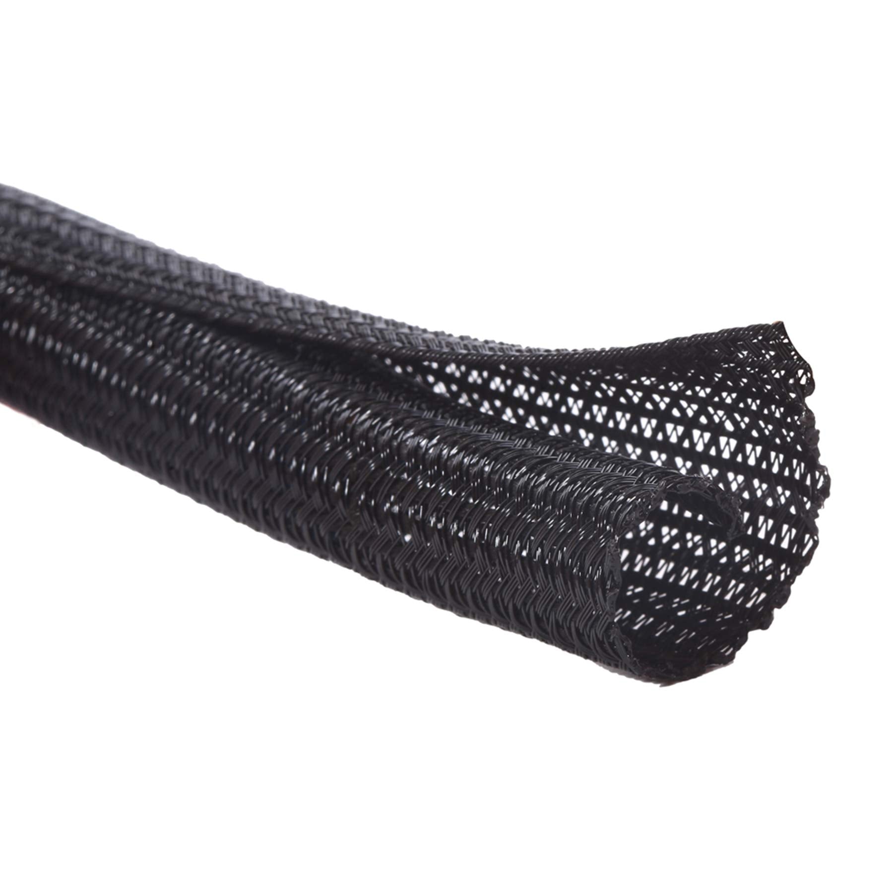Alex Tech 10ft - 1/2 inch Cord Protector Wire Loom Tubing Cable Sleeve Split Sleeving For USB Cable Power Cord Audio Video Cable - Protect Cat From Chewing - Black
