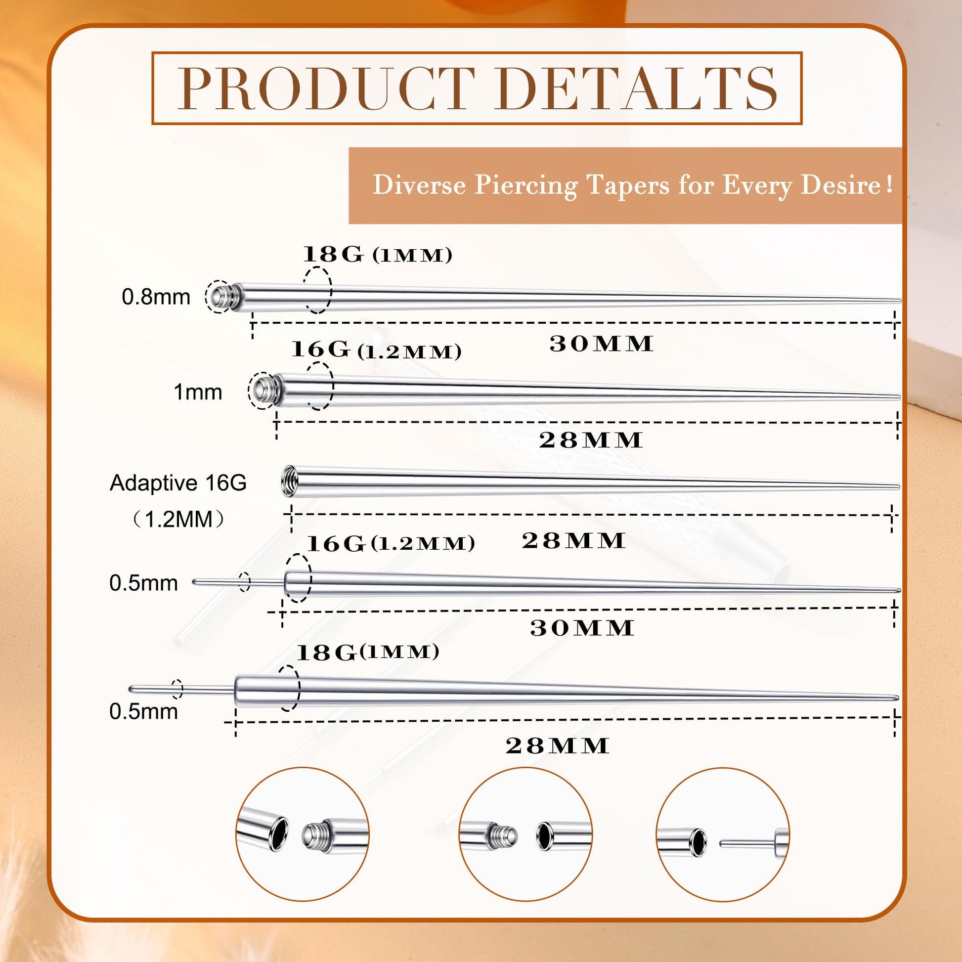 GEMQUEEN Piercing Taper Ball Grabber Changing Tool Set - Flat Back Earrings Applicator Tool 16G 18G Stainless Steel Threadless Insertion Pin Thread Assistant Tool Body Piercing Kit for Ear Nose Lip