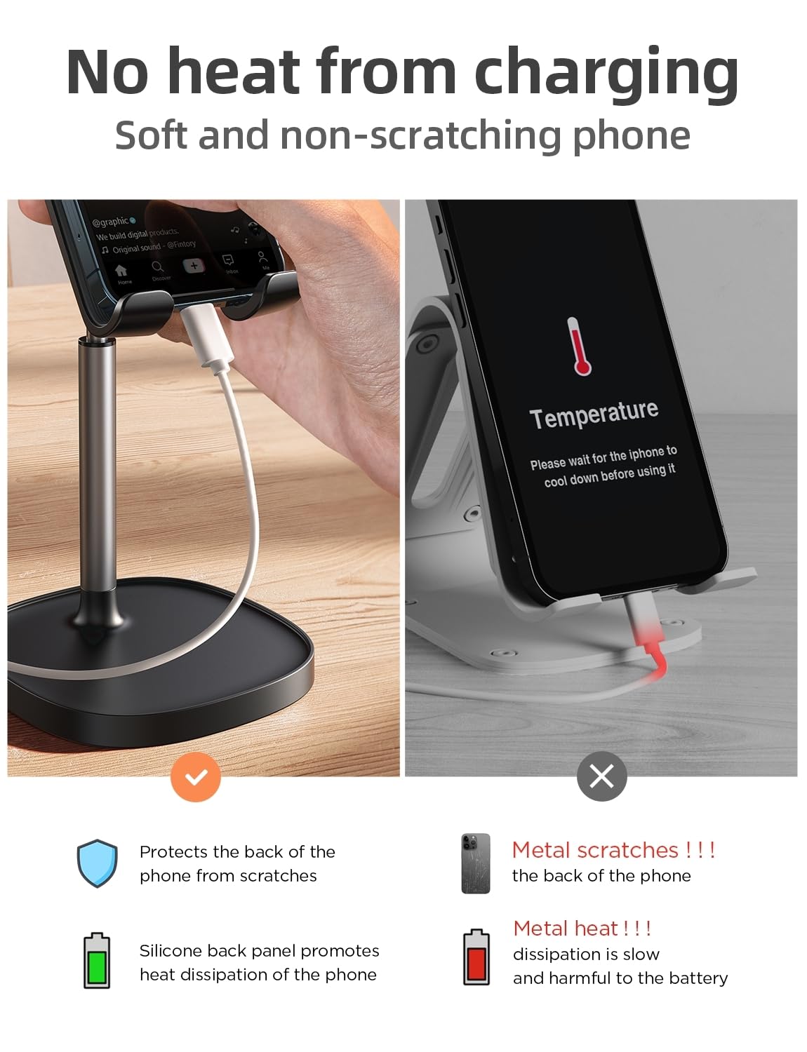 LISEN Cell Phone Stand Adjustable for iPhone Phone Holder for Desk, Office Desk Accessories Computer PC for iPhone Stand Gaming Essentials Fit Otterbox Case Phones Switch Kindle iPad Air Tablet 4-10in